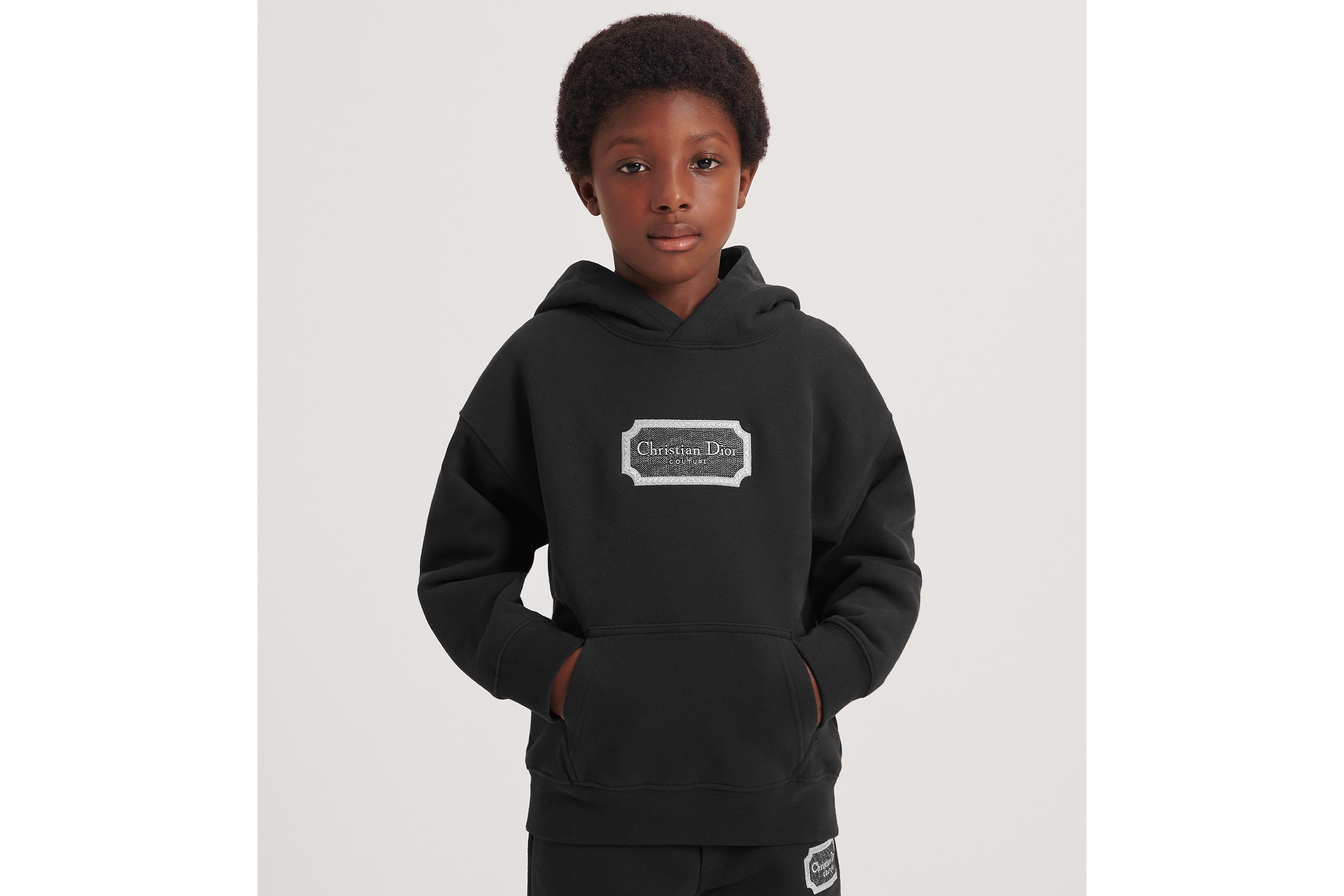 Kids' Christian Dior Couture Hooded Sweatshirt Black Cotton Fleece E02