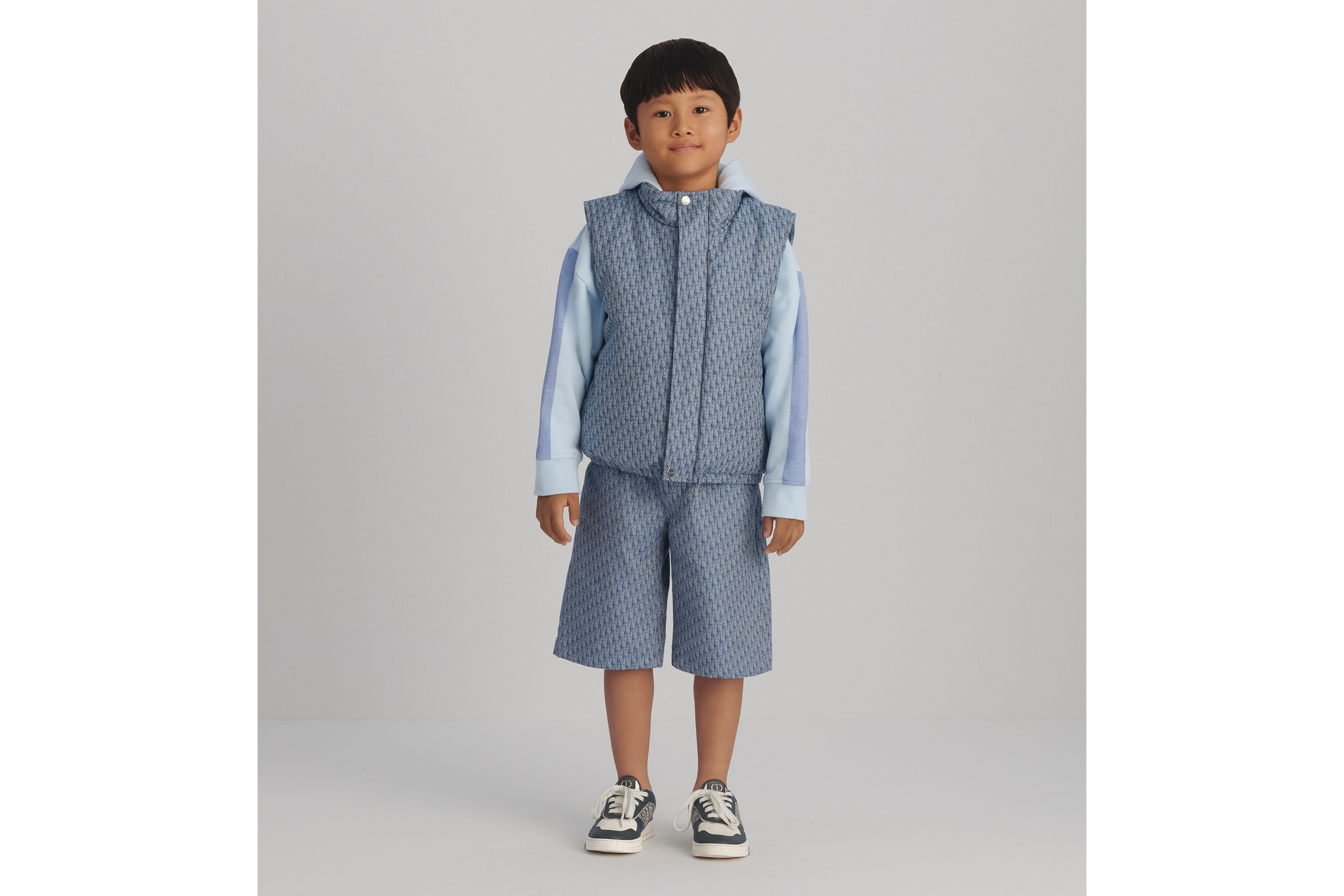Look Kids' Puffer Vest Blue Dior Oblique Water-Repellent Cotton Gabardine E01