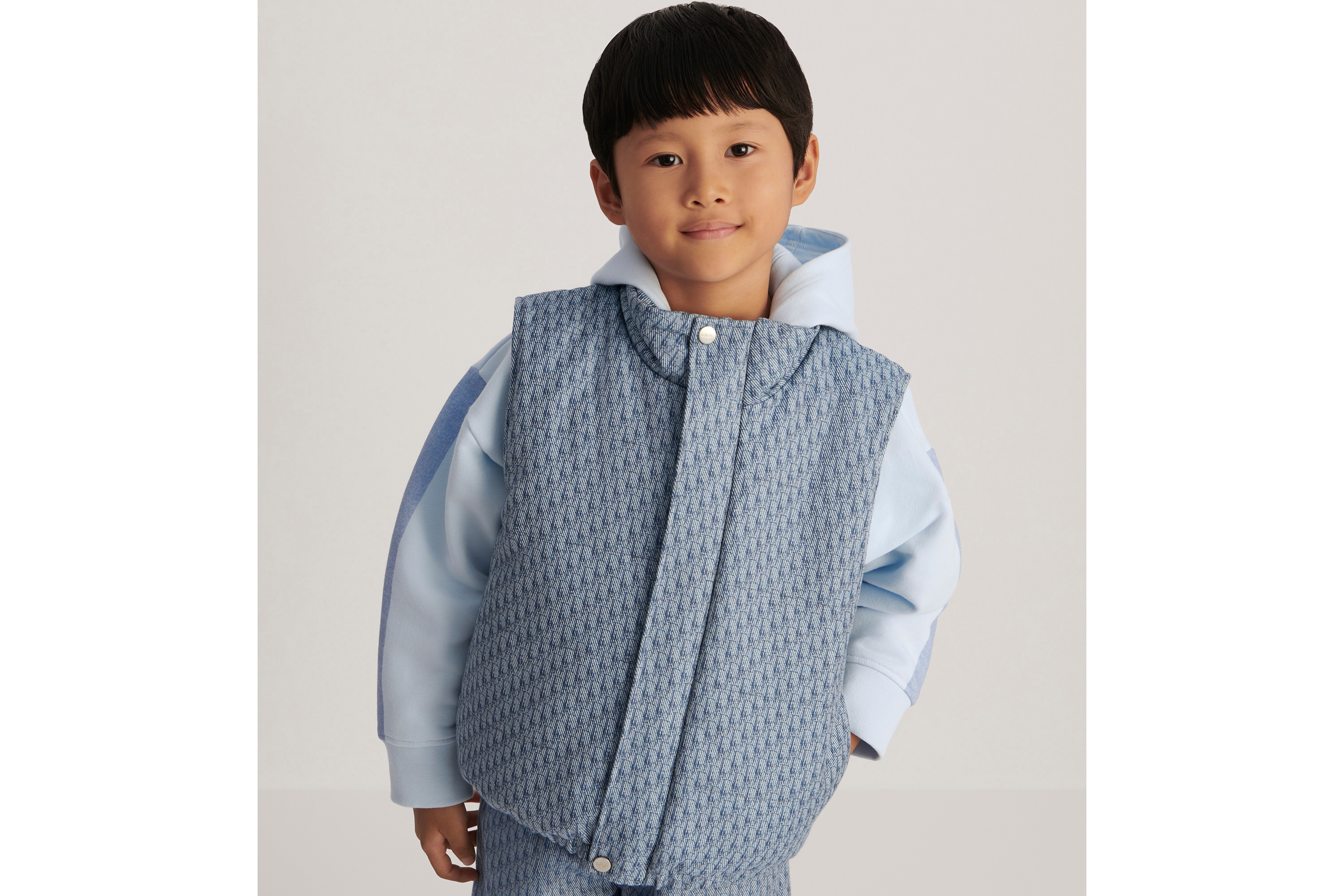 Look Kids' Puffer Vest Blue Dior Oblique Water-Repellent Cotton Gabardine E02