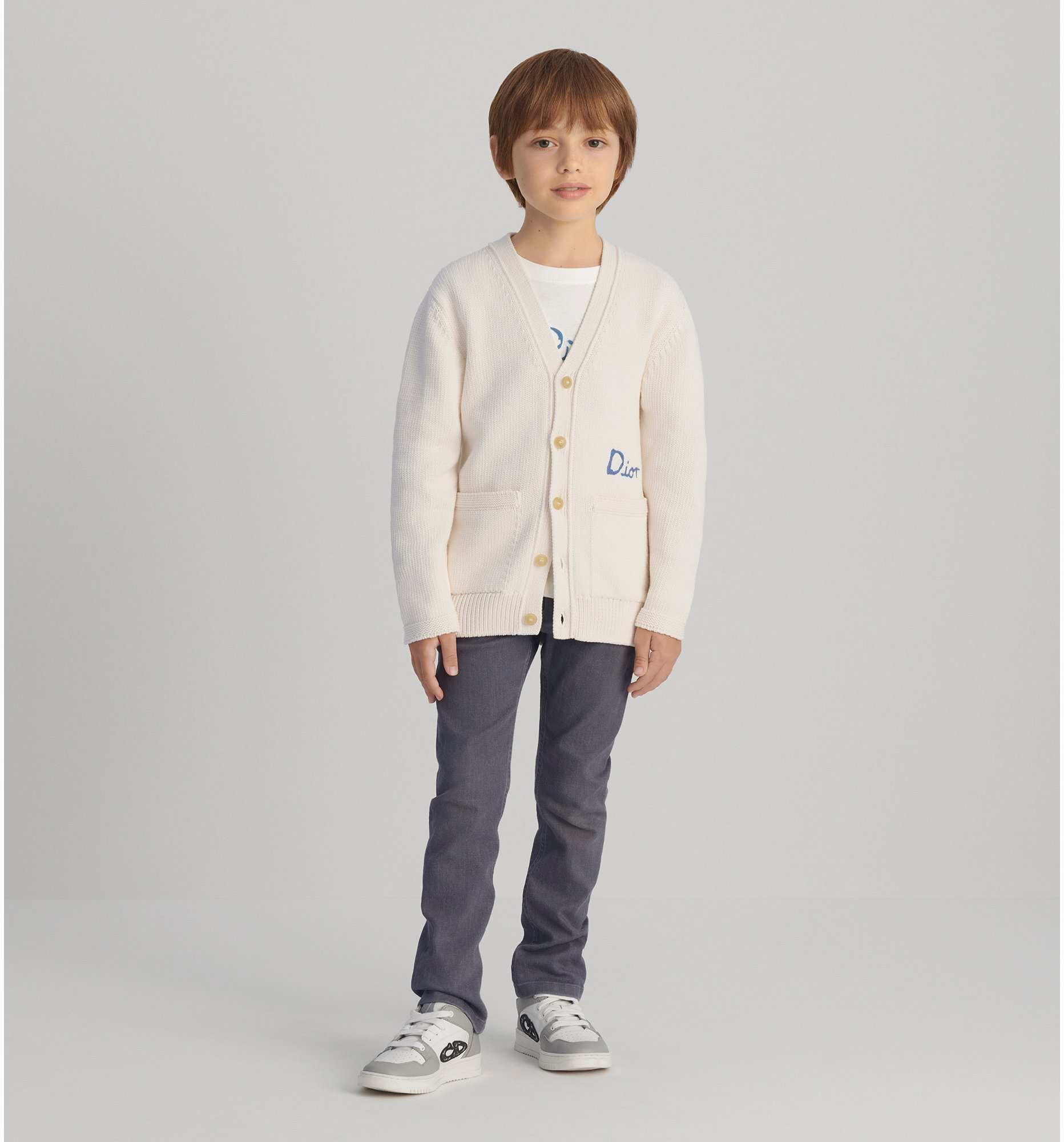 Kids' DIOR AND HYLTON NEL Cardigan Ivory Cotton-Blend Knit | DIOR