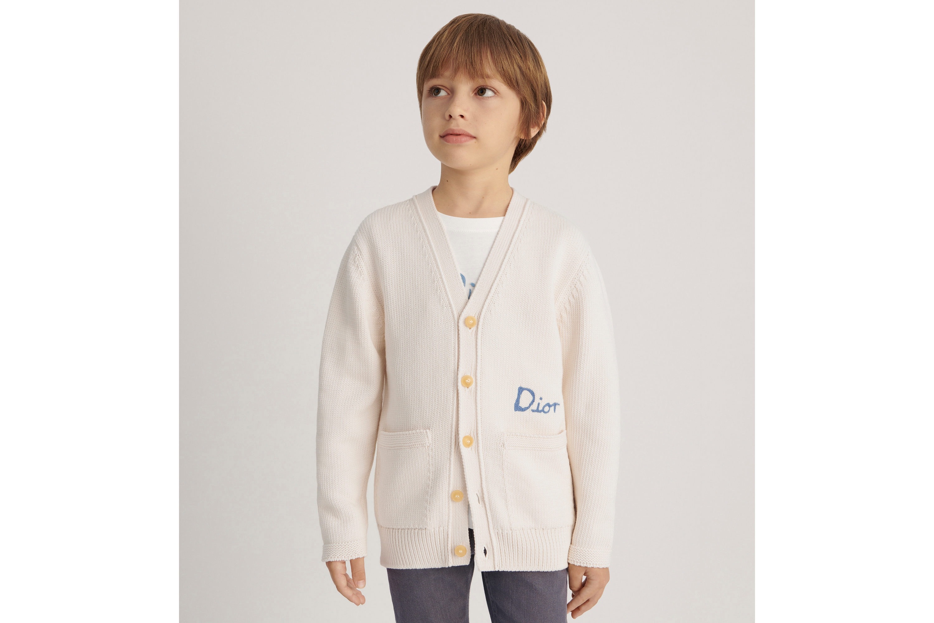Balmain Cardigan avorio da neonato BT9520-W0113 main image 1