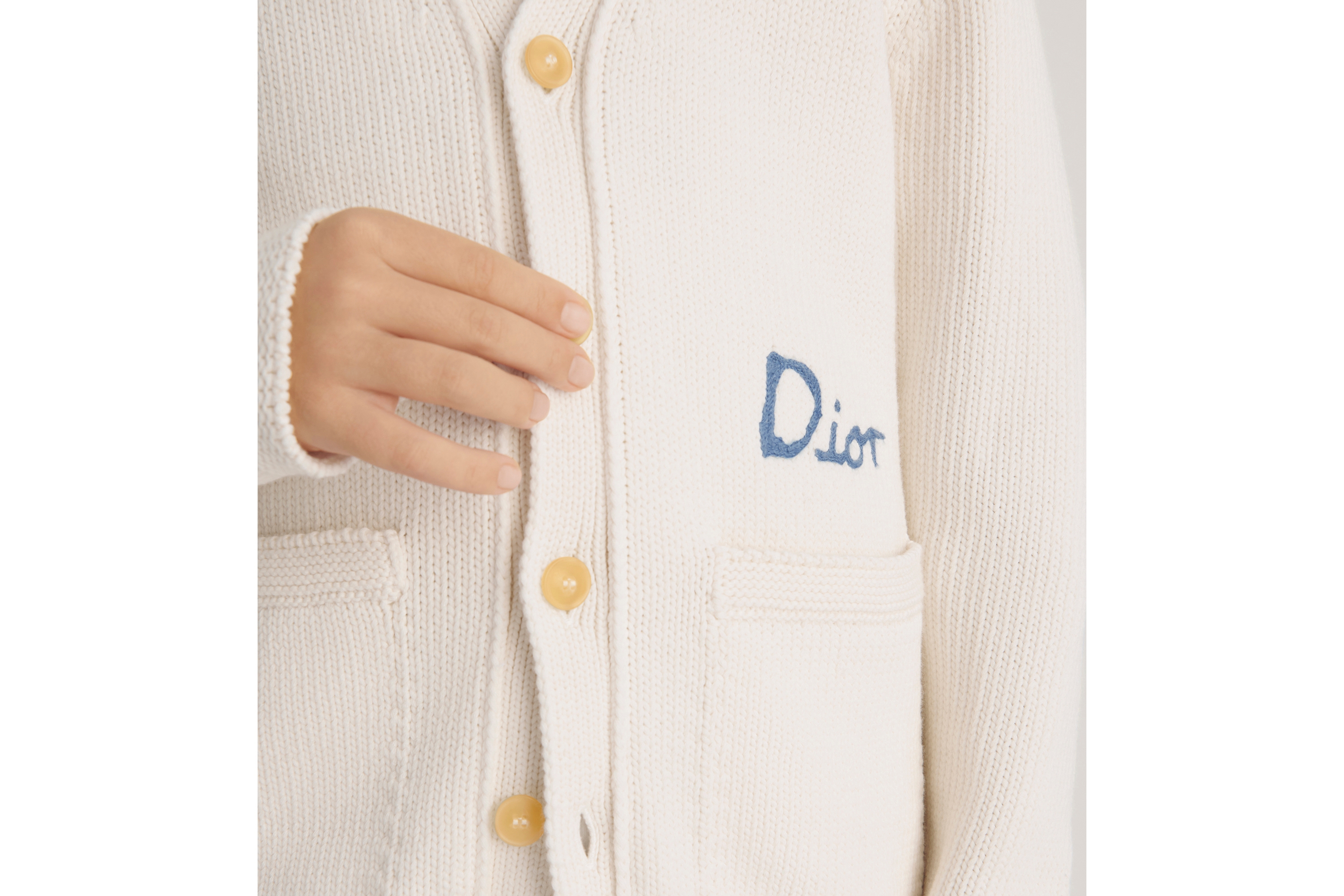 Kids' DIOR AND HYLTON NEL Cardigan Ivory Cotton-Blend Knit | DIOR