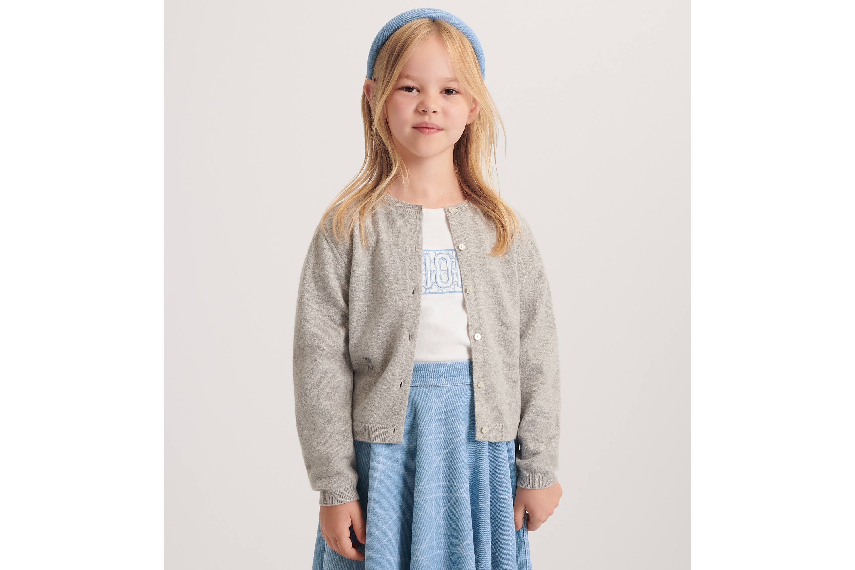 Look Kids' Cardigan Gray Wool and Cashmere Knit E01
