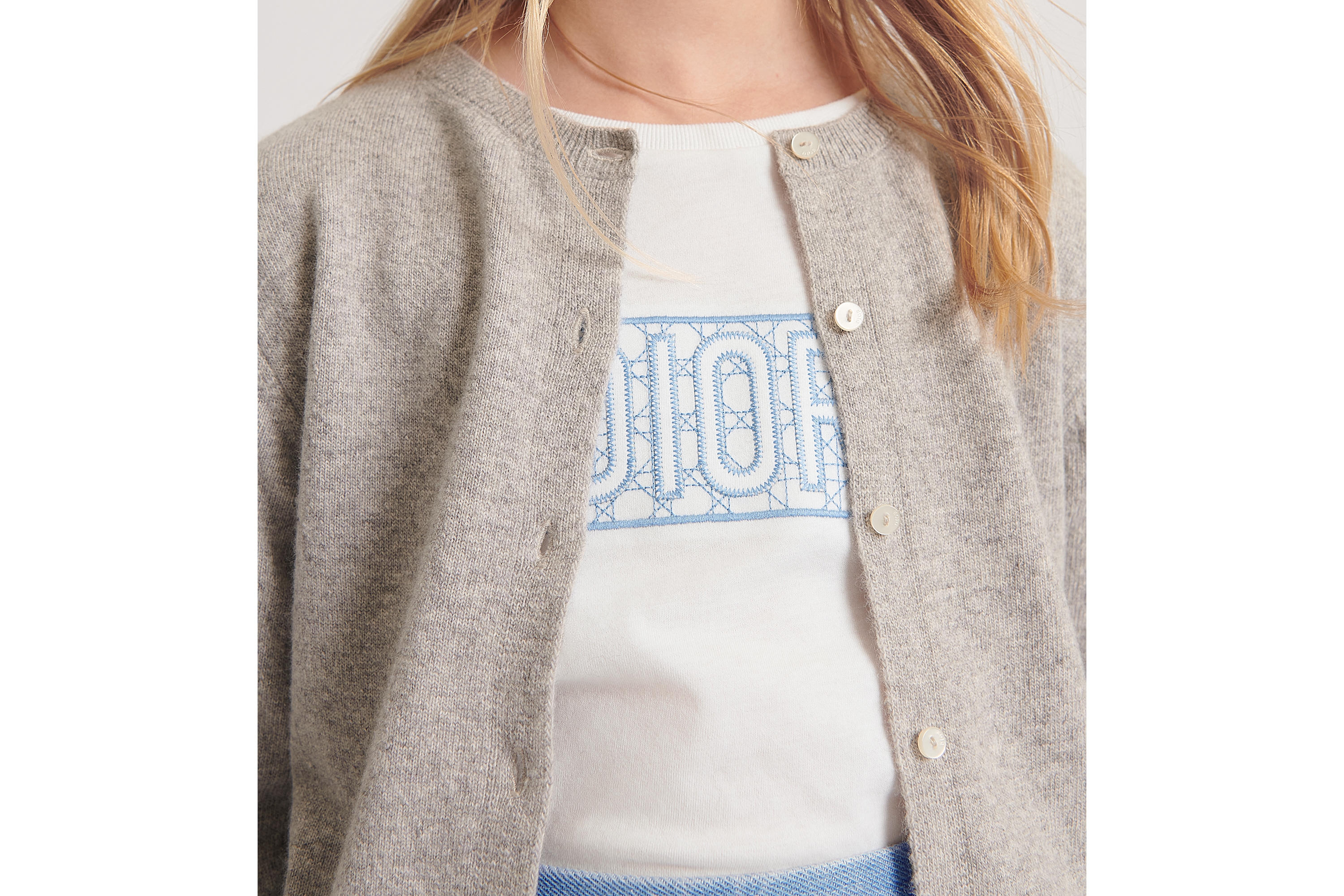 Look Kids' Cardigan Gray Wool and Cashmere Knit E04