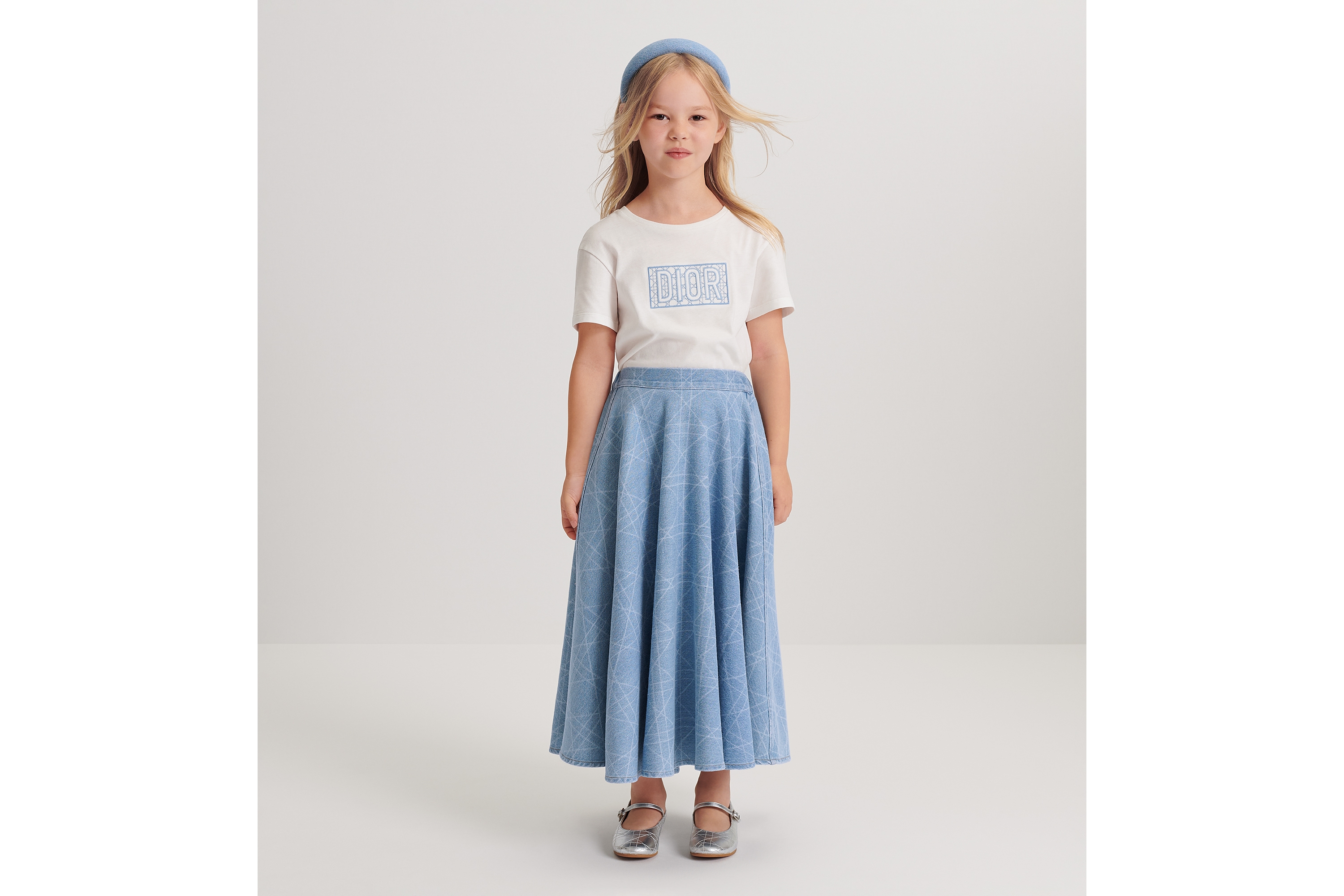 Look Kids' Flared Skirt Blue Cannage Cotton Denim E08
