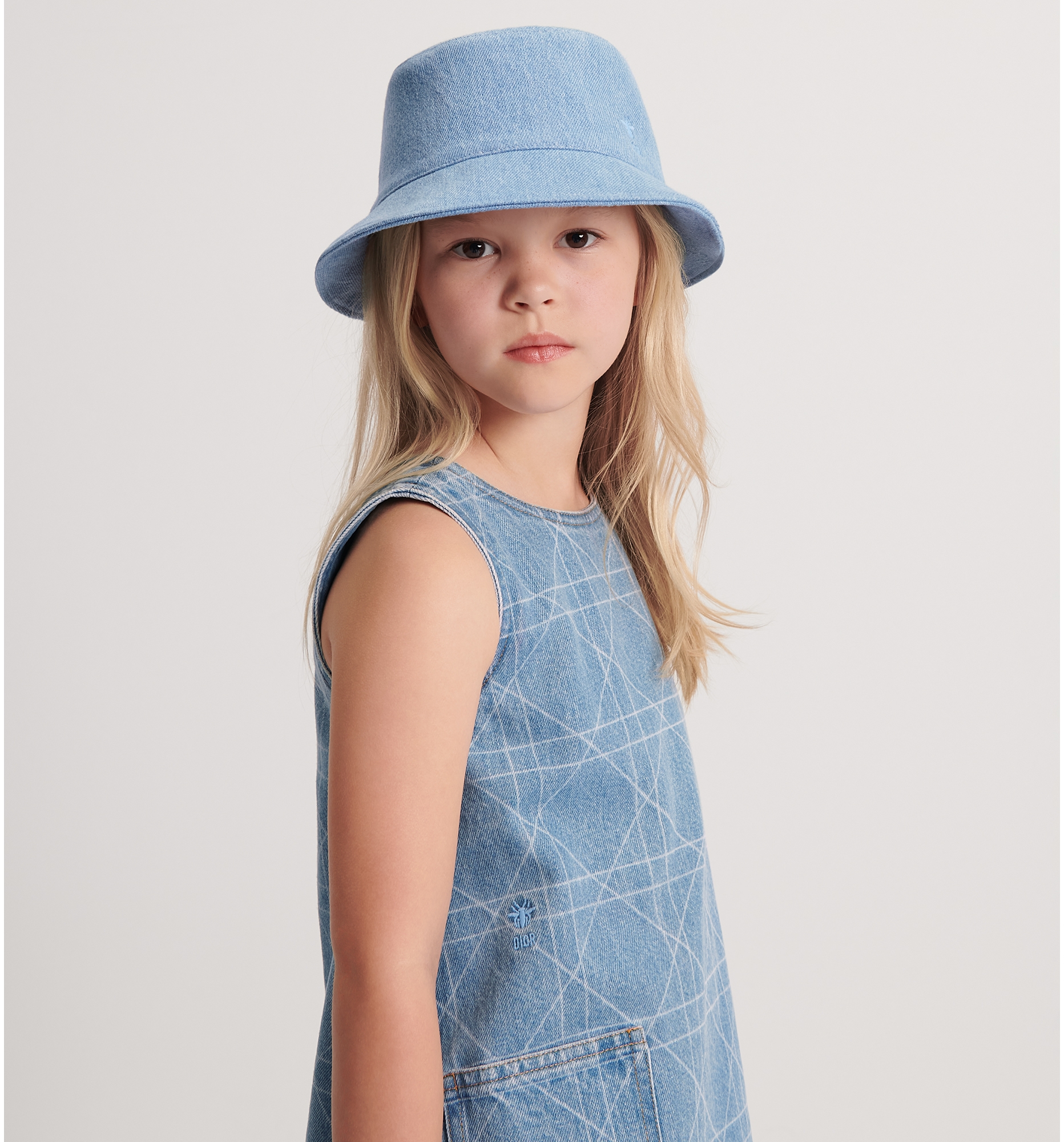 Robe trapeze enfant Denim de coton Cannage bleu DIOR