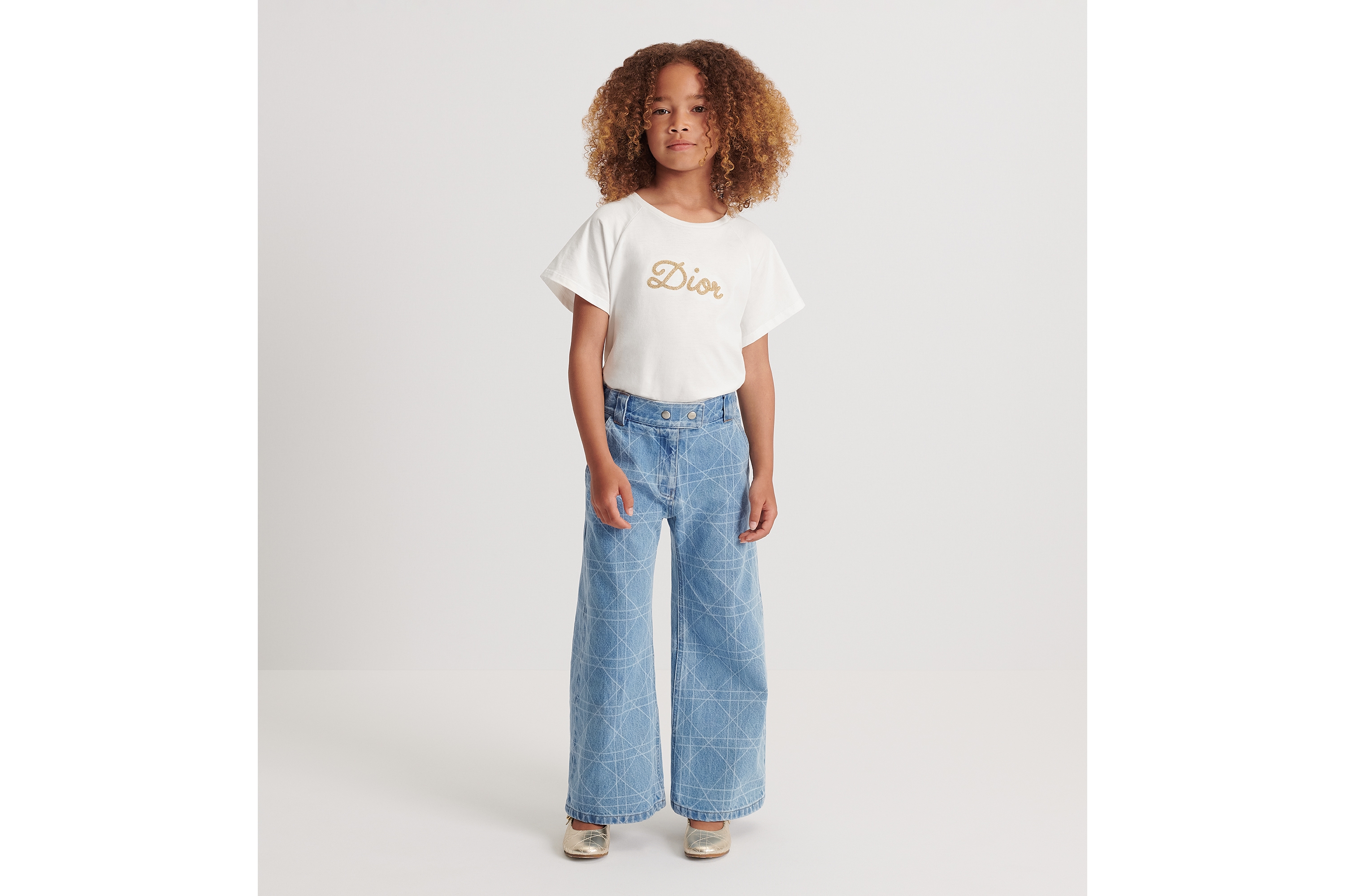 Look Kids' Wide-Leg Pants Blue Cannage Cotton Denim E08