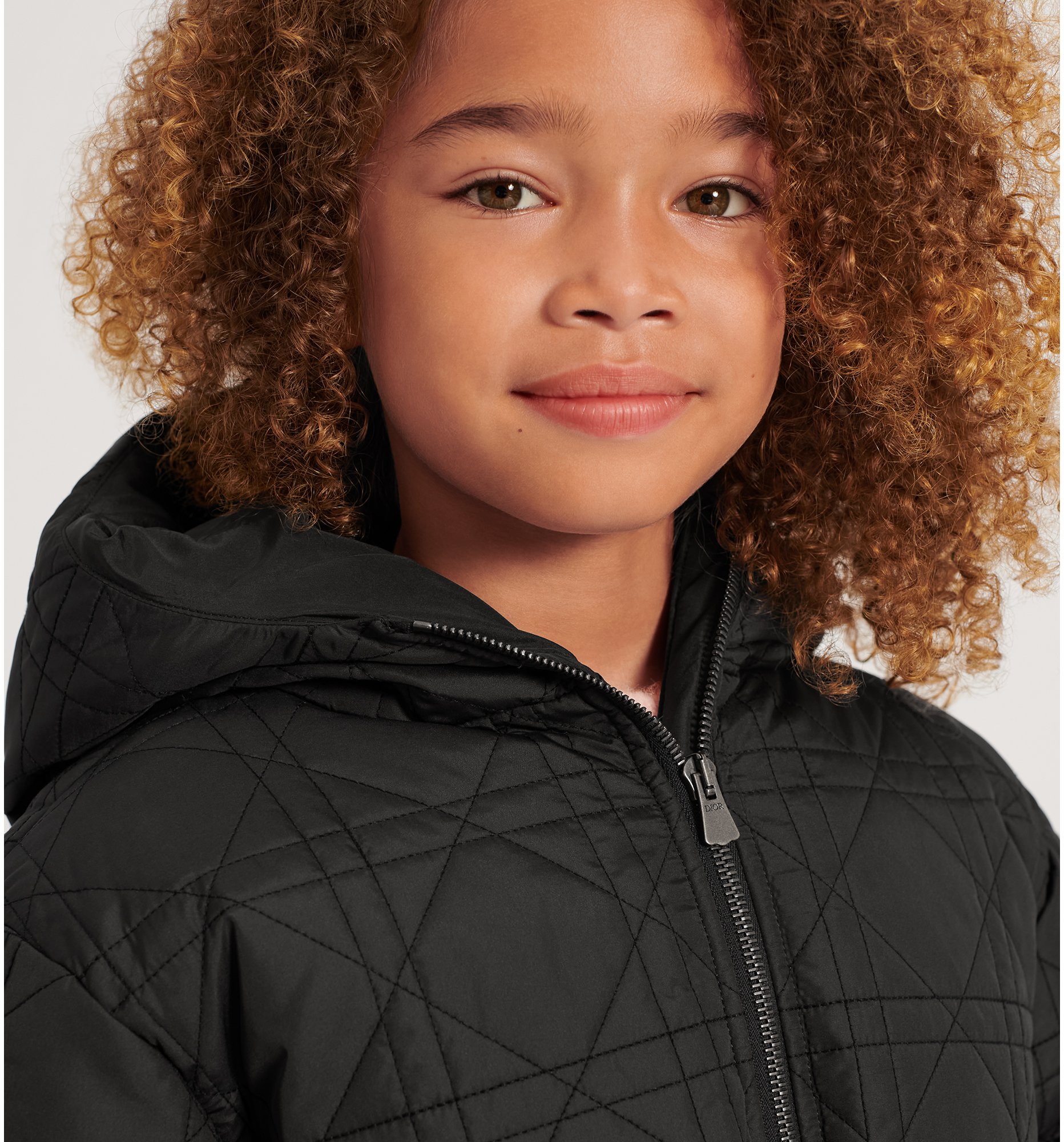 Kids' Hooded Down Jacket Black Cannage Technical Fabric | DIOR