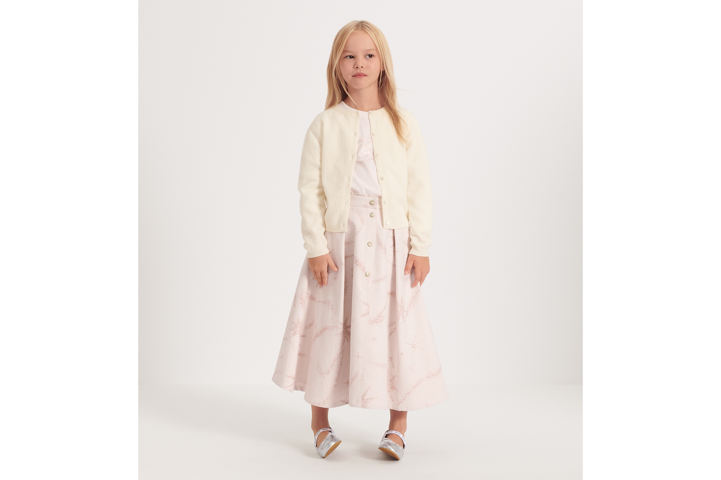 Kids' Cardigan Vanilla White Wool and Cashmere Knit E02
