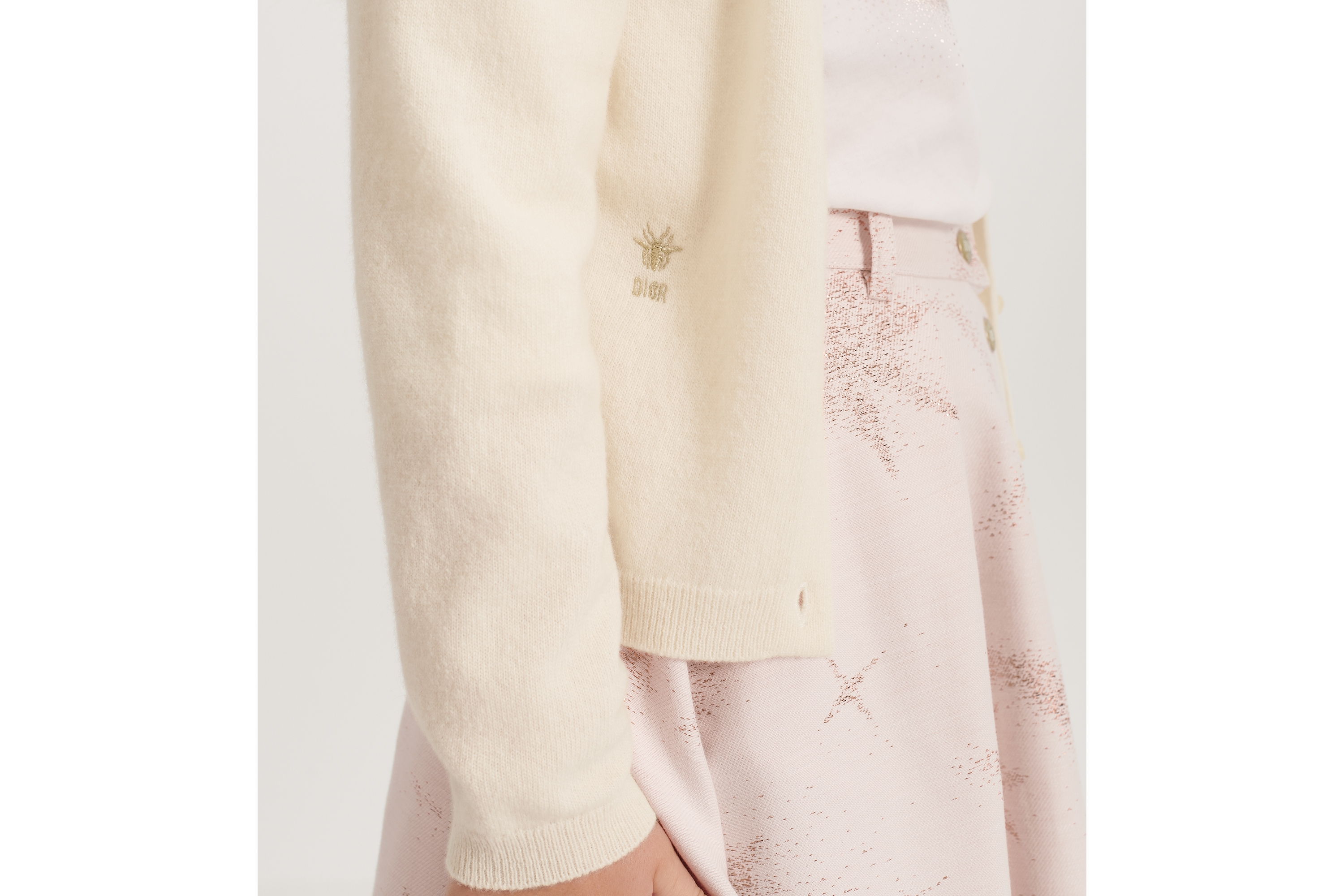 Kids' Cardigan Vanilla White Wool and Cashmere Knit E04