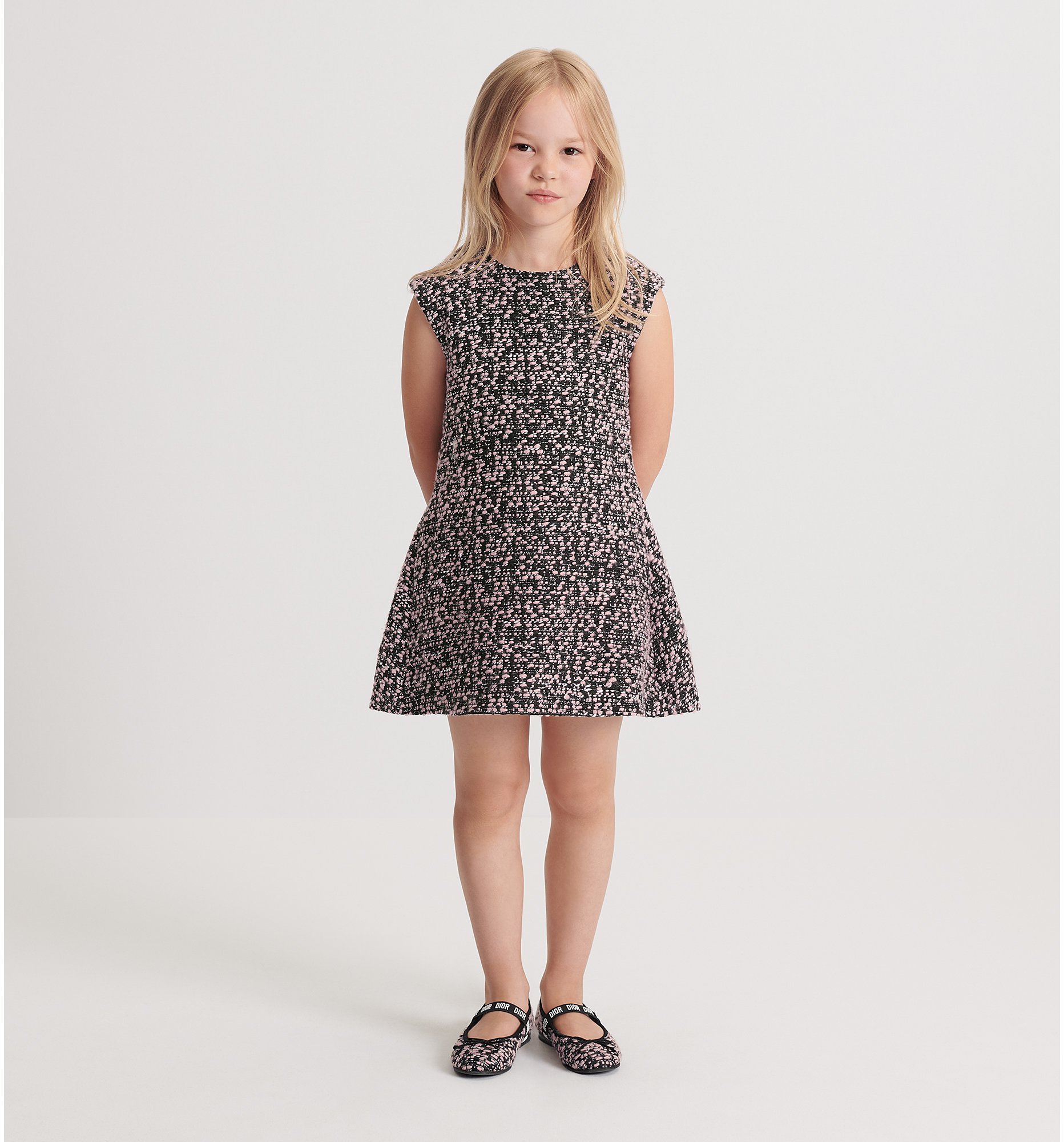 Abito da principessa stampato con fiocco in raso per bambini di moda per bambini