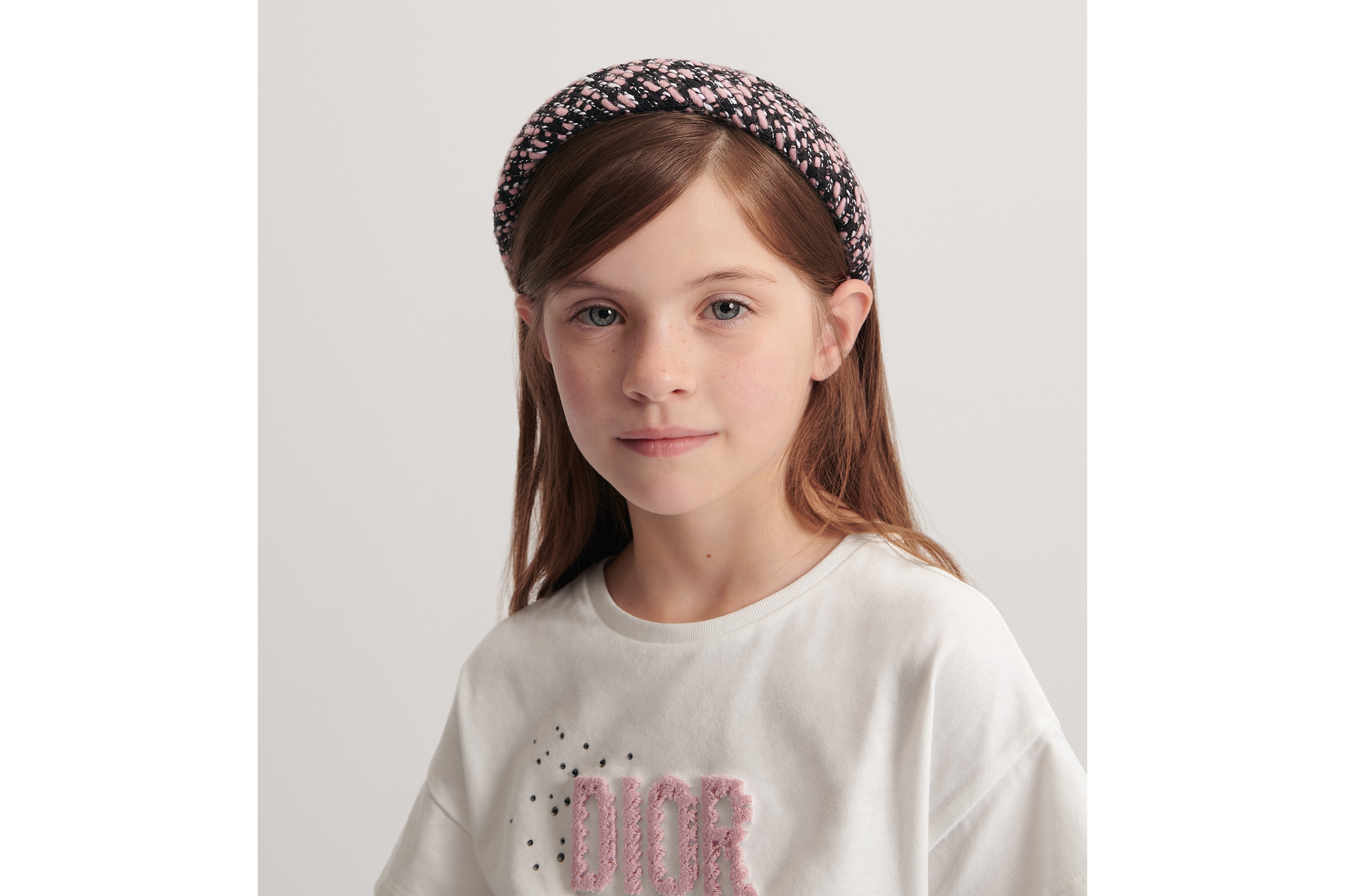 Haarreif für Kinder Tweed in Schwarz, Rosa und Silberfarbe | DIOR