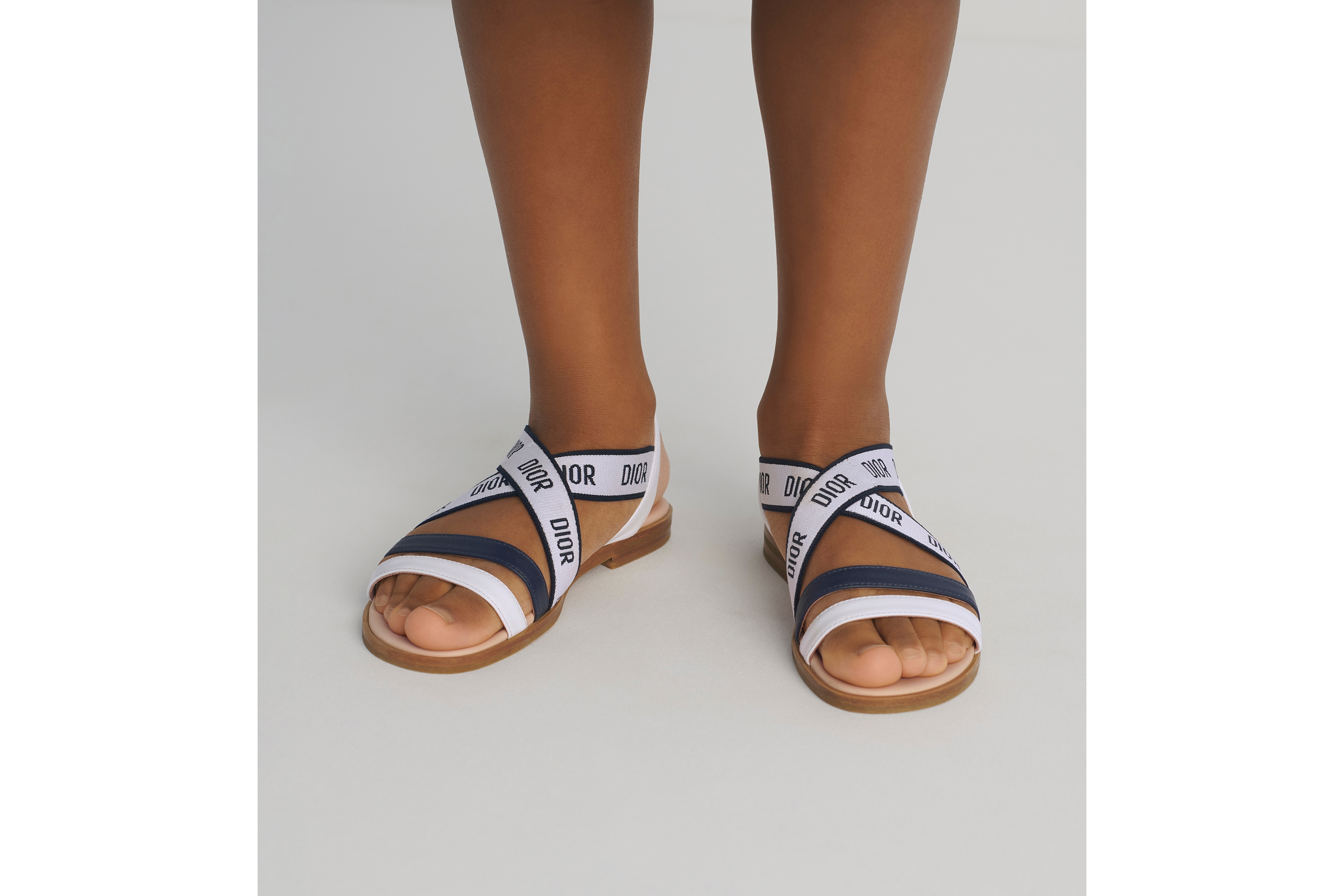 Kids' Sandal White and Navy Blue Calfskin | DIOR