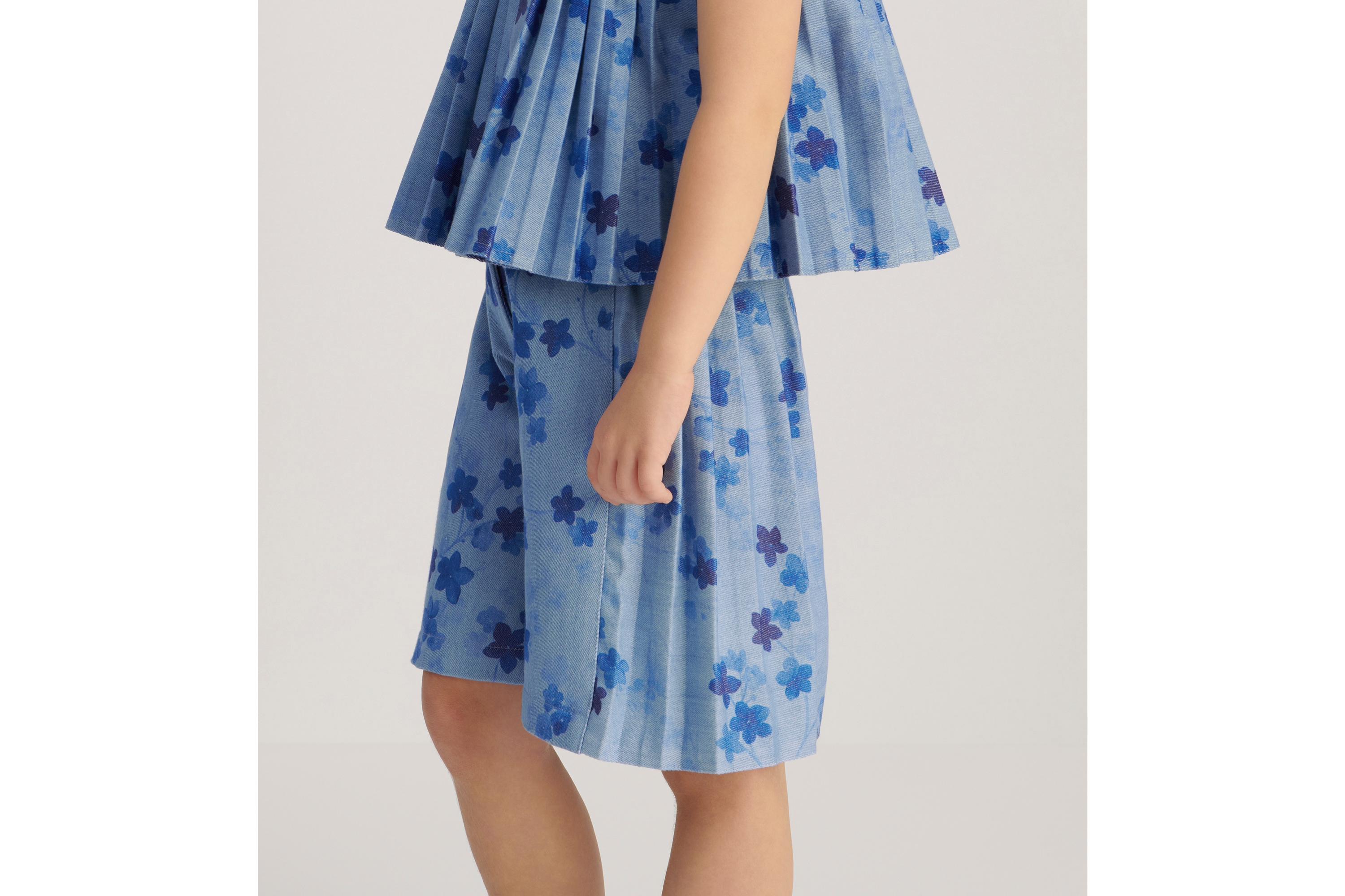 Look Kids' Bermuda Shorts Blue Cotton Blend with Seasonal Floral Motif E06