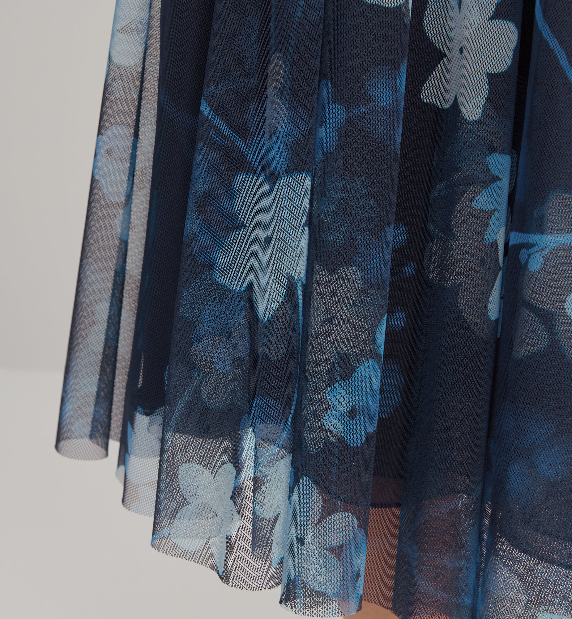 Kids' Long Skirt Indigo Blue Tulle with Blue Seasonal Floral Kids' Long Skirt Indigo Blue Tulle with Blue Seasonal Floral