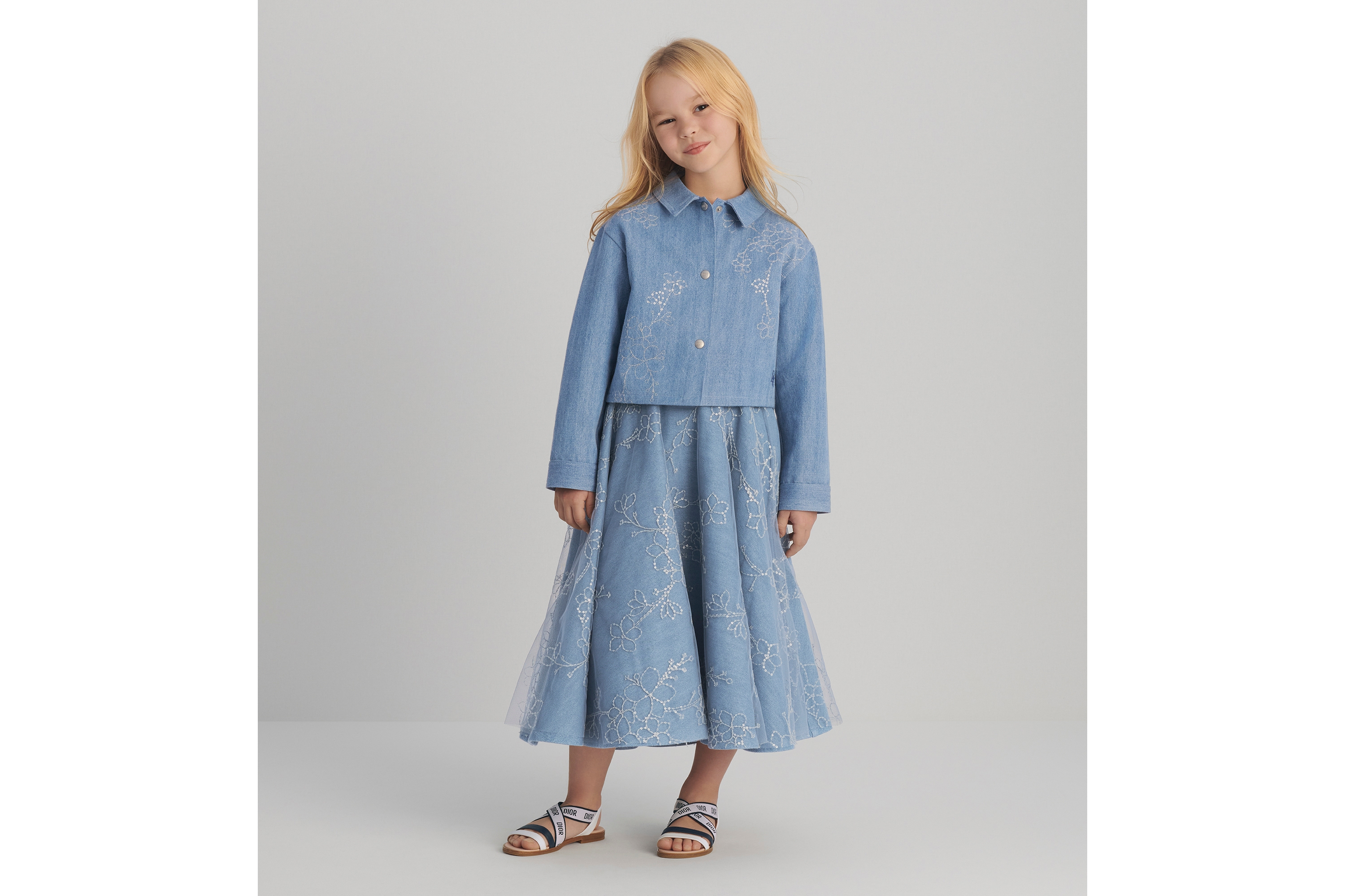 キッズ ジャケット エンブロイダリー コットンデニム E07