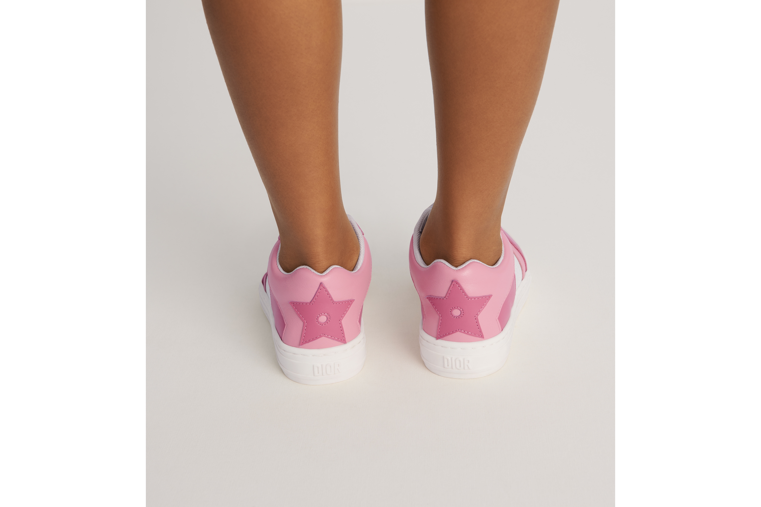 Look Kids' Low-Top Sneaker Ivory, Pink and Pop Pink Calfskin E06