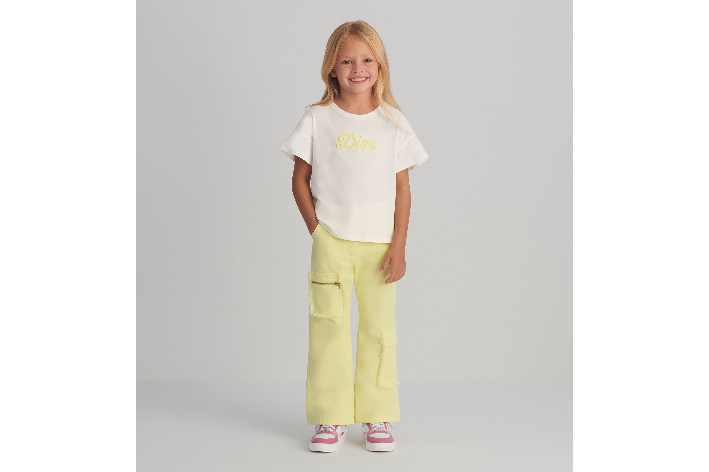 Look Kids' Flared Pants Yellow Cotton Denim E04