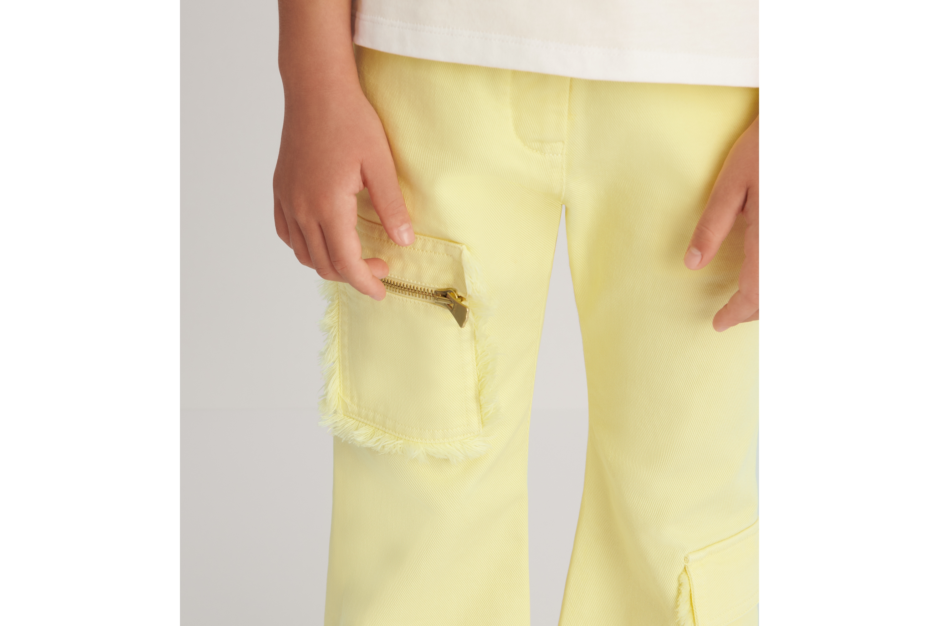 Look Kids' Flared Pants Yellow Cotton Denim E06