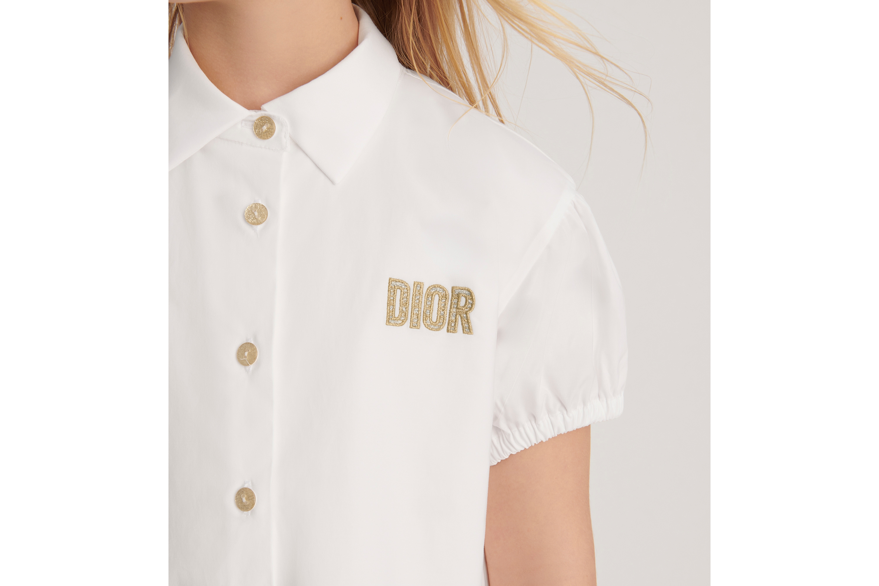 Kids' Flared Dress Ivory Cotton Poplin E03