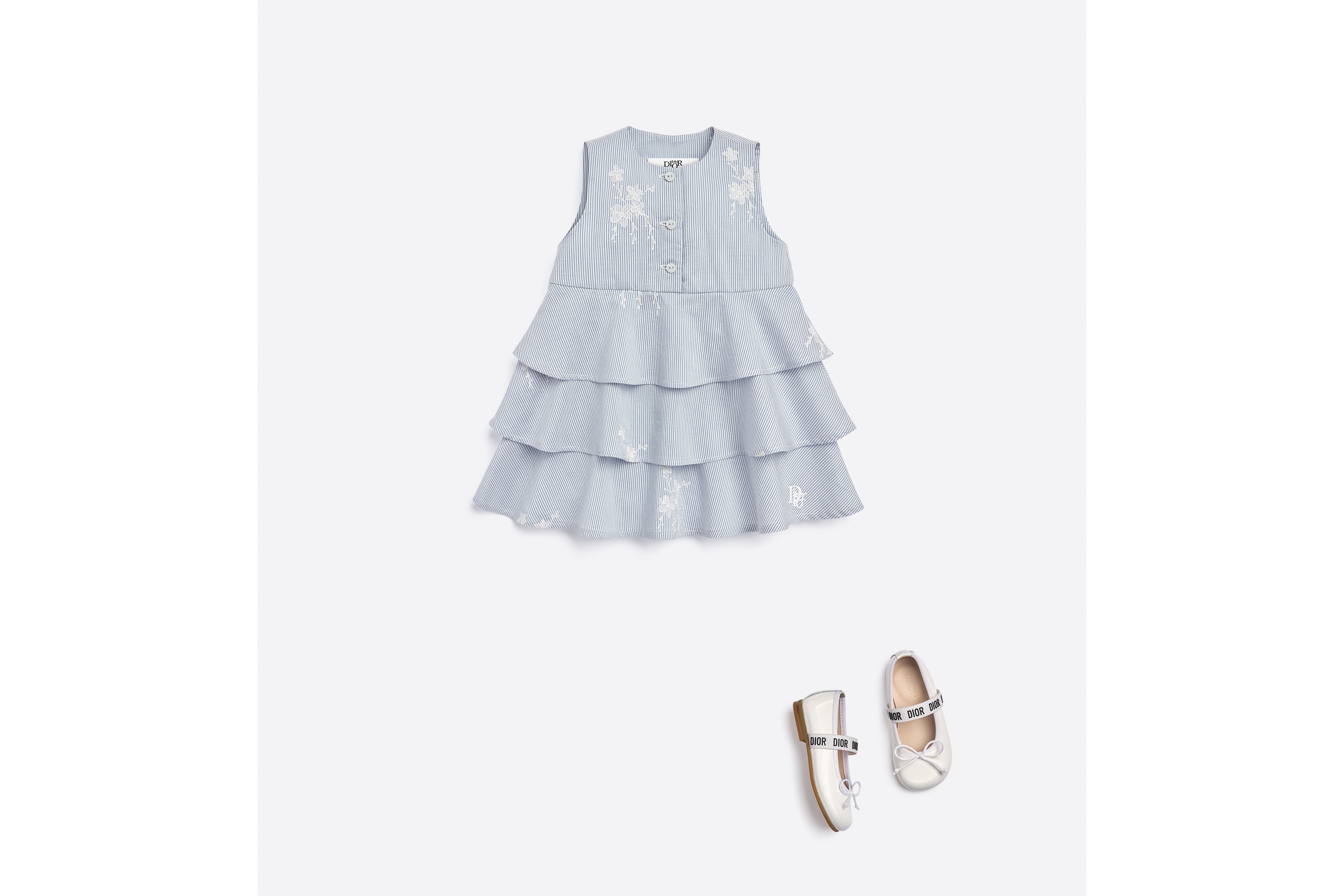 ベビー フレアドレス コットン & シルク エンブロイダリー ポプリン E08