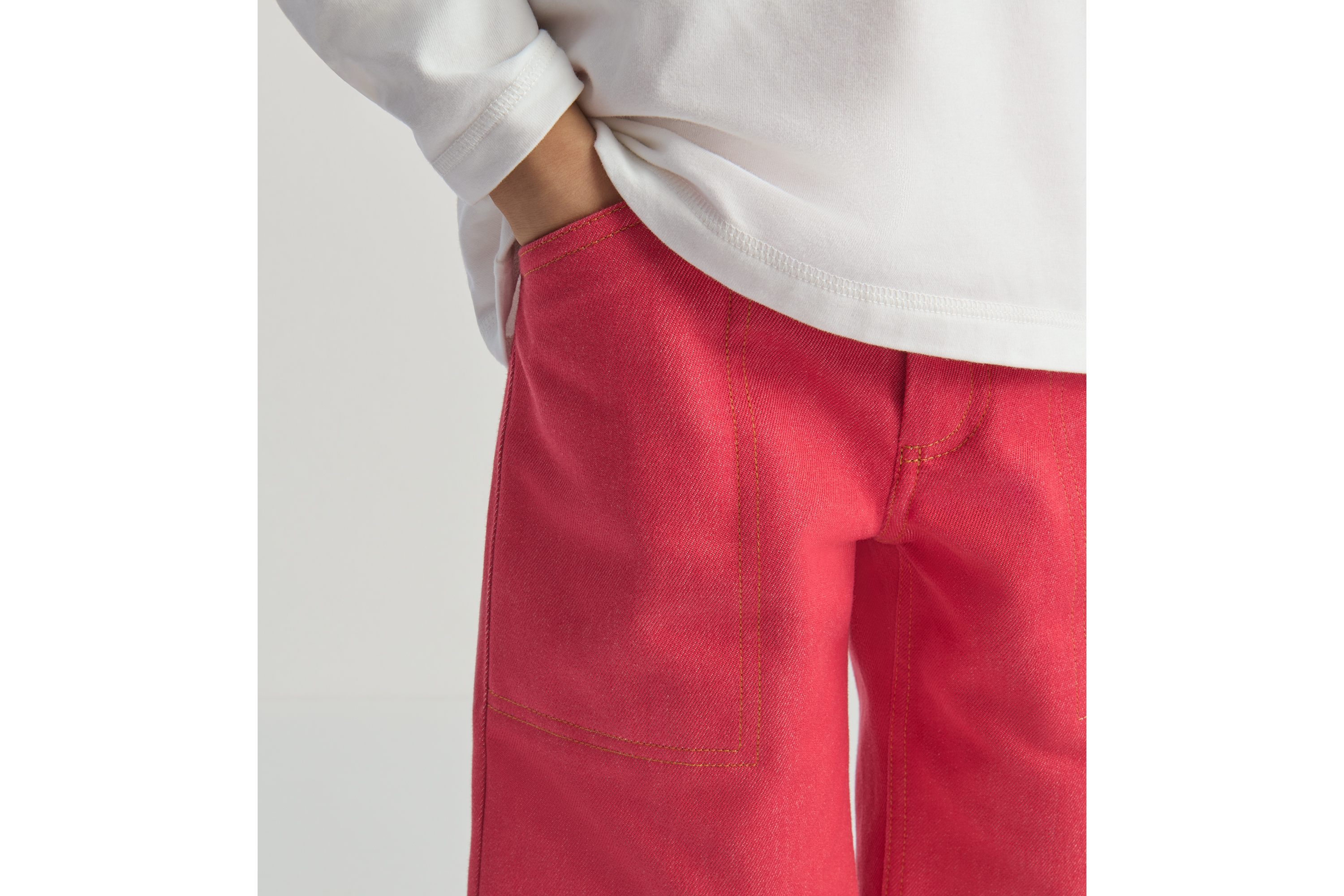 キッズ バミューダショートパンツ デニムエフェクト コットンギャバジン E03