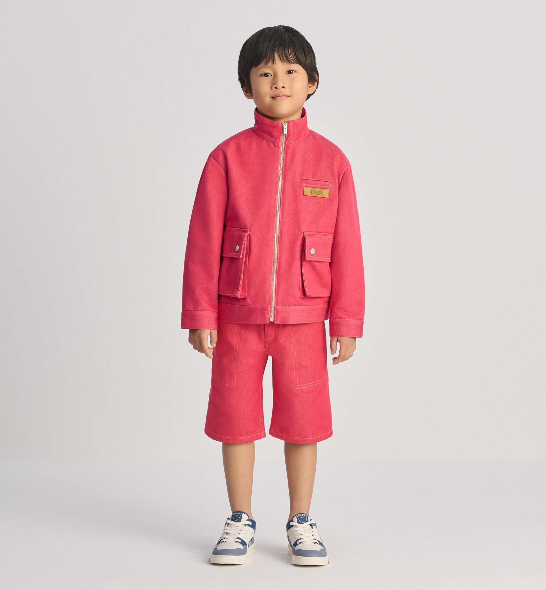 Kids' Bermuda Shorts Stonewashed Raspberry Red Denim-Effect Kids' Bermuda Shorts Stonewashed Raspberry Red Denim-Effect