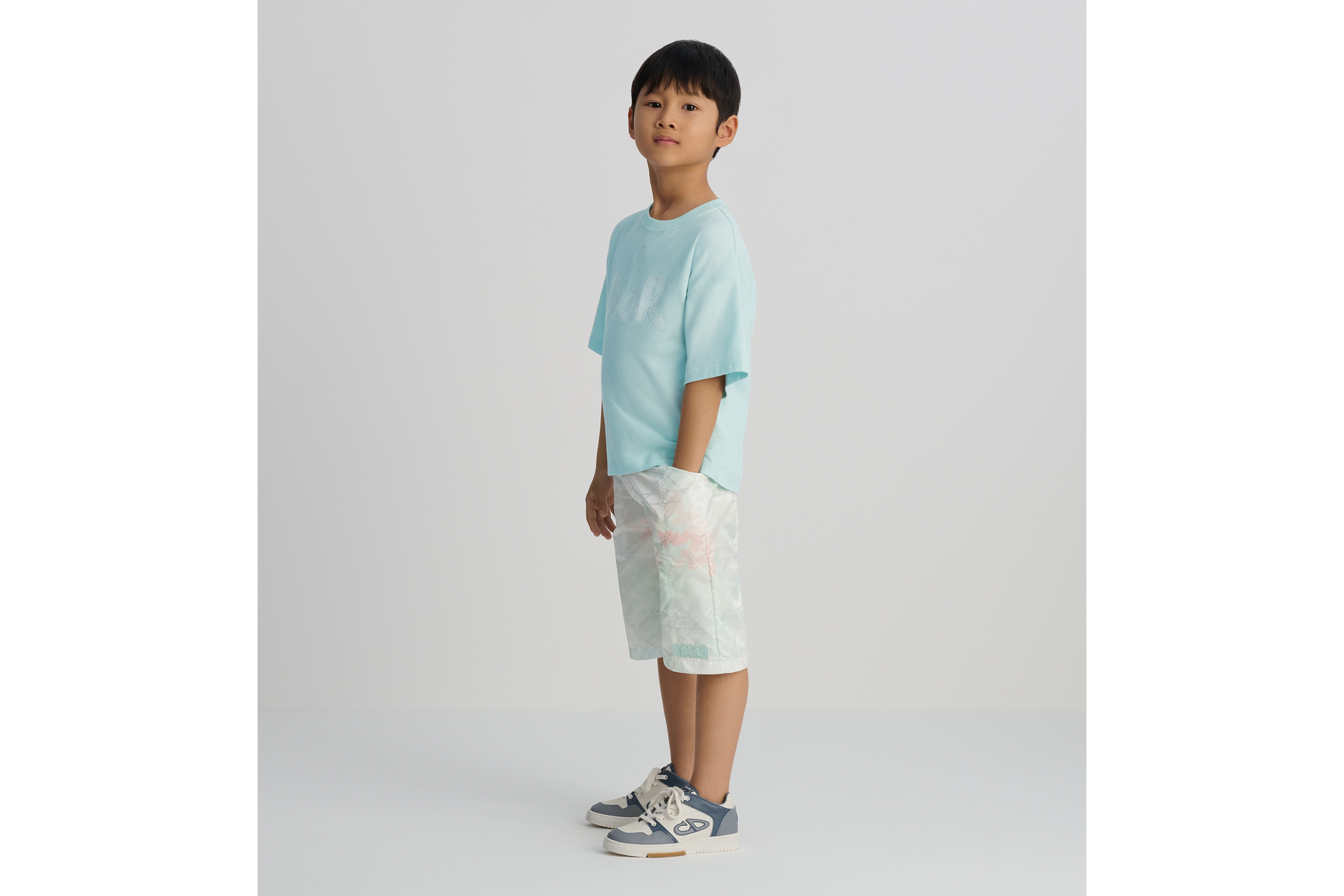 Look Kids' Bermuda Shorts Ivory Water-Repellent Cannage Technical Jacquard with Multicolor Camouflage Effect E04