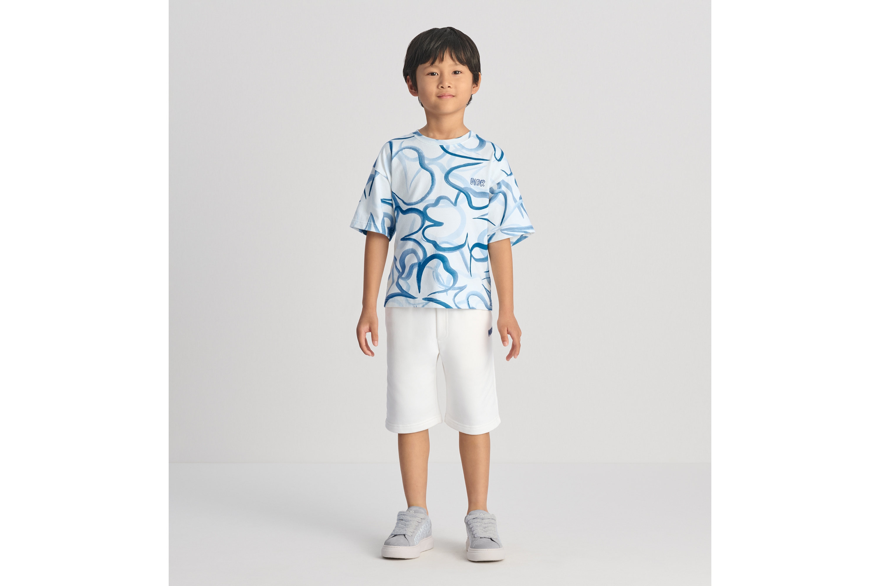 Kids' Track Shorts Ivory Cotton Fleece | DIOR