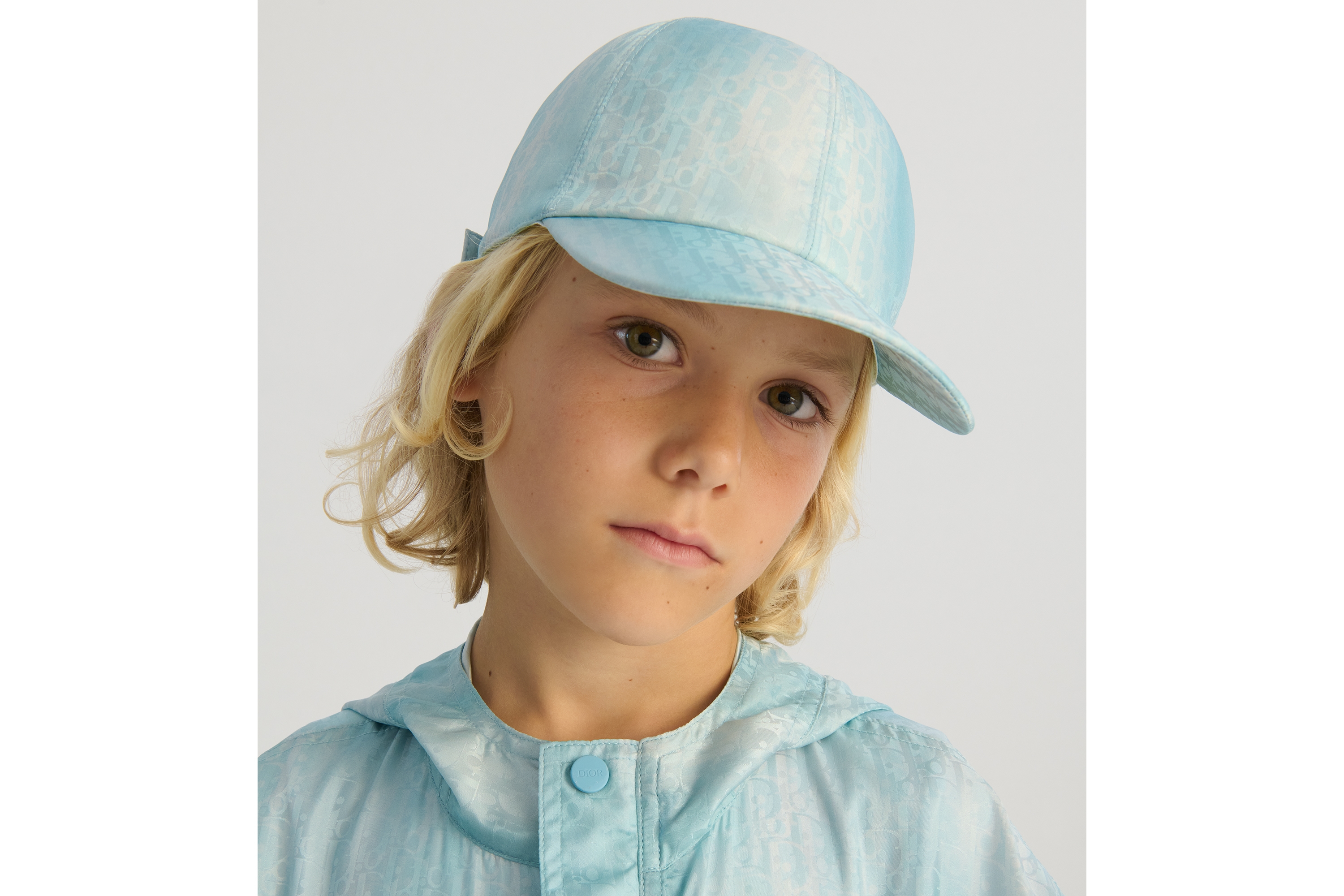 Look Kids' Cap Green and Blue Dior Oblique Water-Repellent Technical Jacquard E05