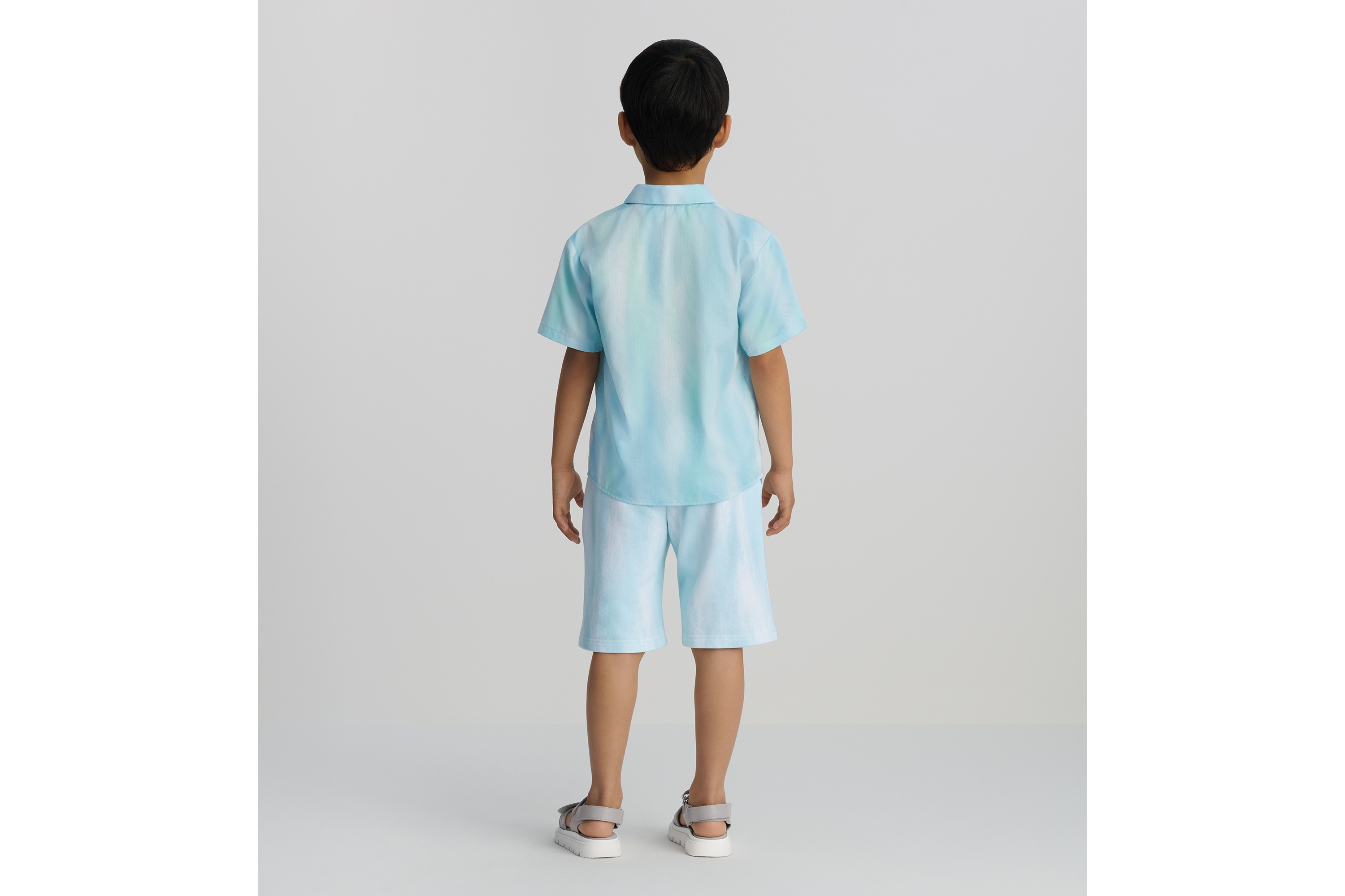 Look Kids' Short-Sleeved Shirt Green and Blue Dior Oblique Cotton-Blend Jacquard E04