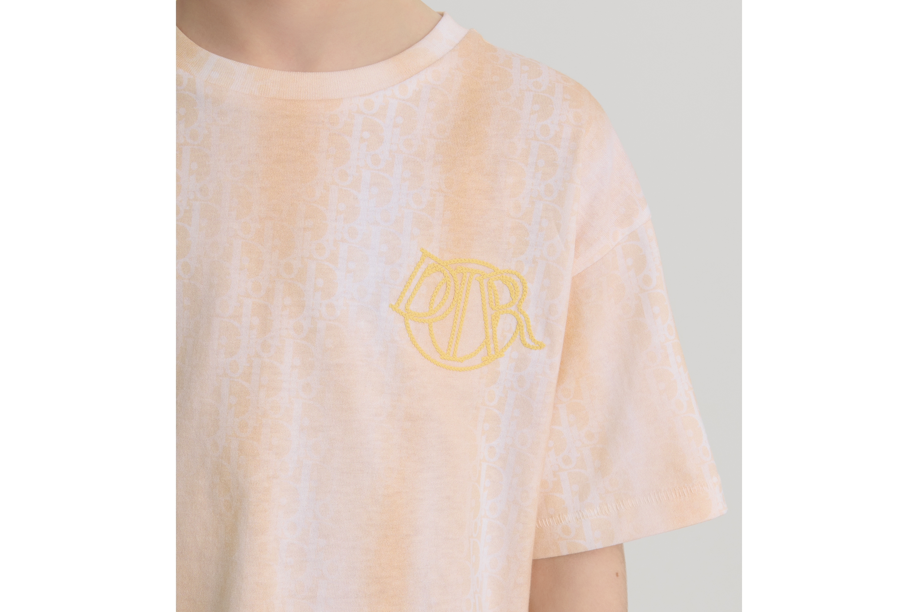 Look Kids' T-Shirt Orange Cotton Jersey with Gradient Dior Oblique Print E03