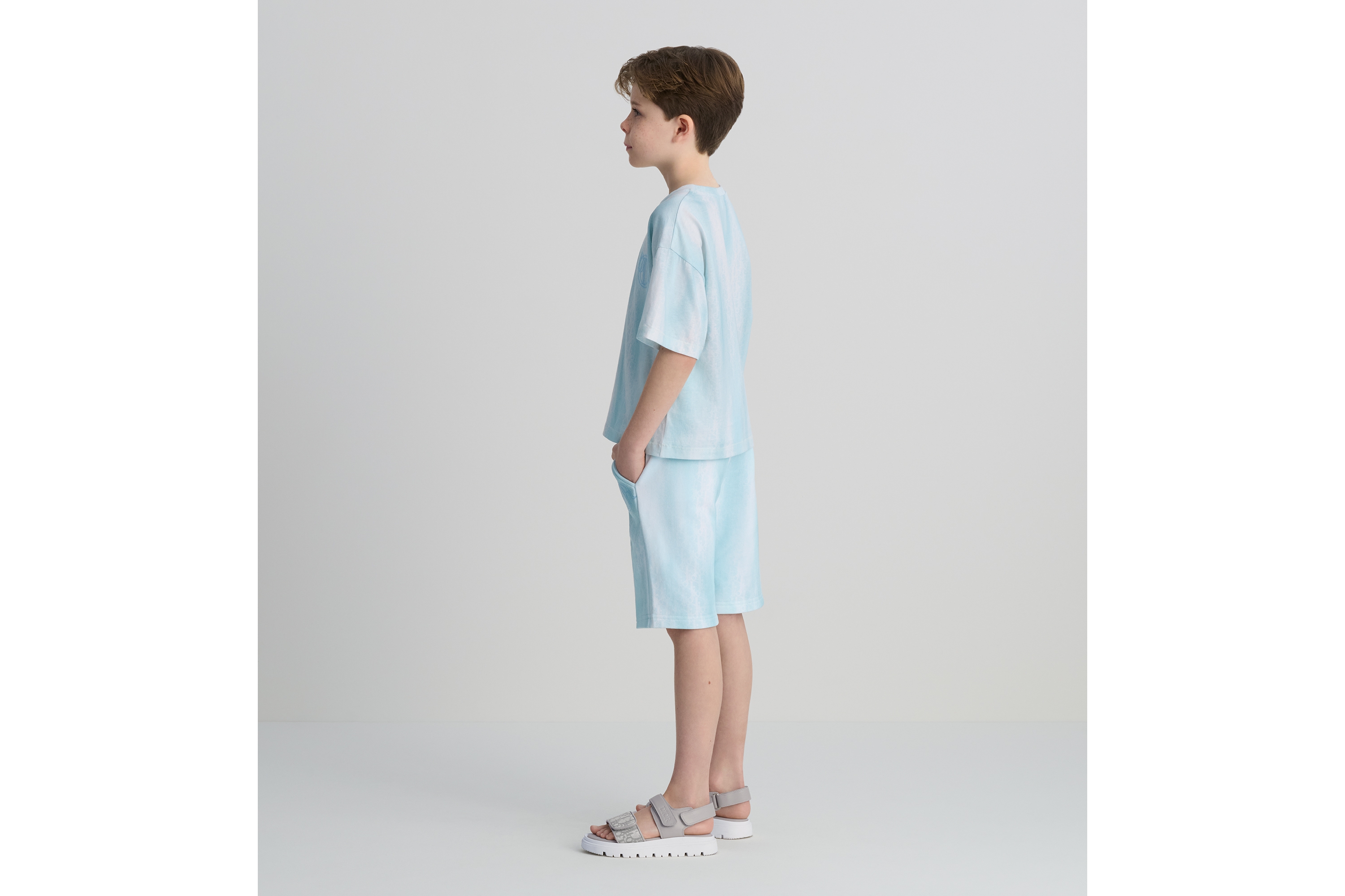 look_image_alt_prefix Pantalón corto Dior Kids Felpa de algodón con estampado Dior Oblique turquesa con degradado E04