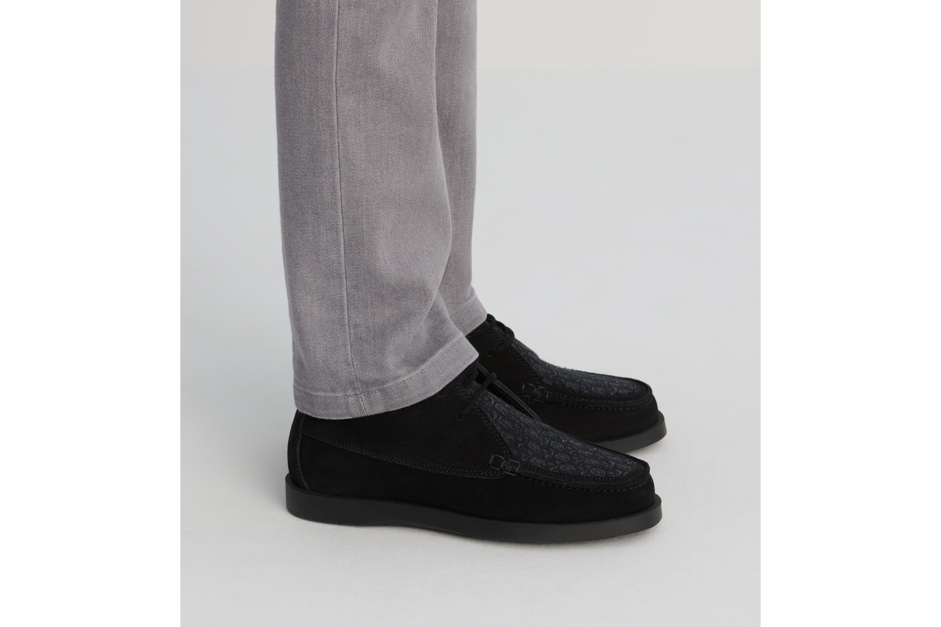 Dior Granville High Top Chukka Stiefel für Kinder Veloursleder und Dior Oblique Jacquard in Schwarz E03