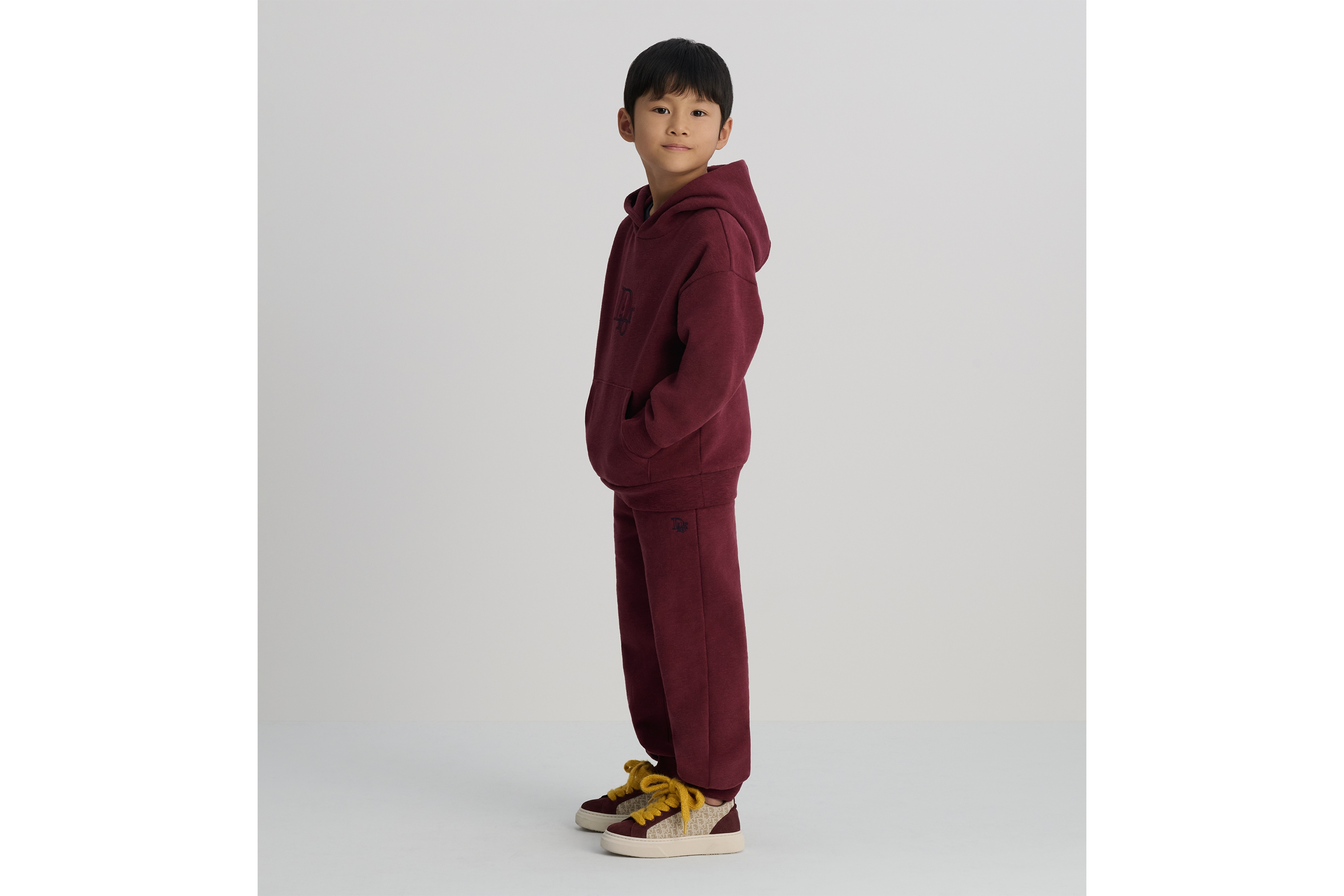 Look Kids' Hooded Sweatshirt Heathered Burgundy Brushed Cotton Fleece E04