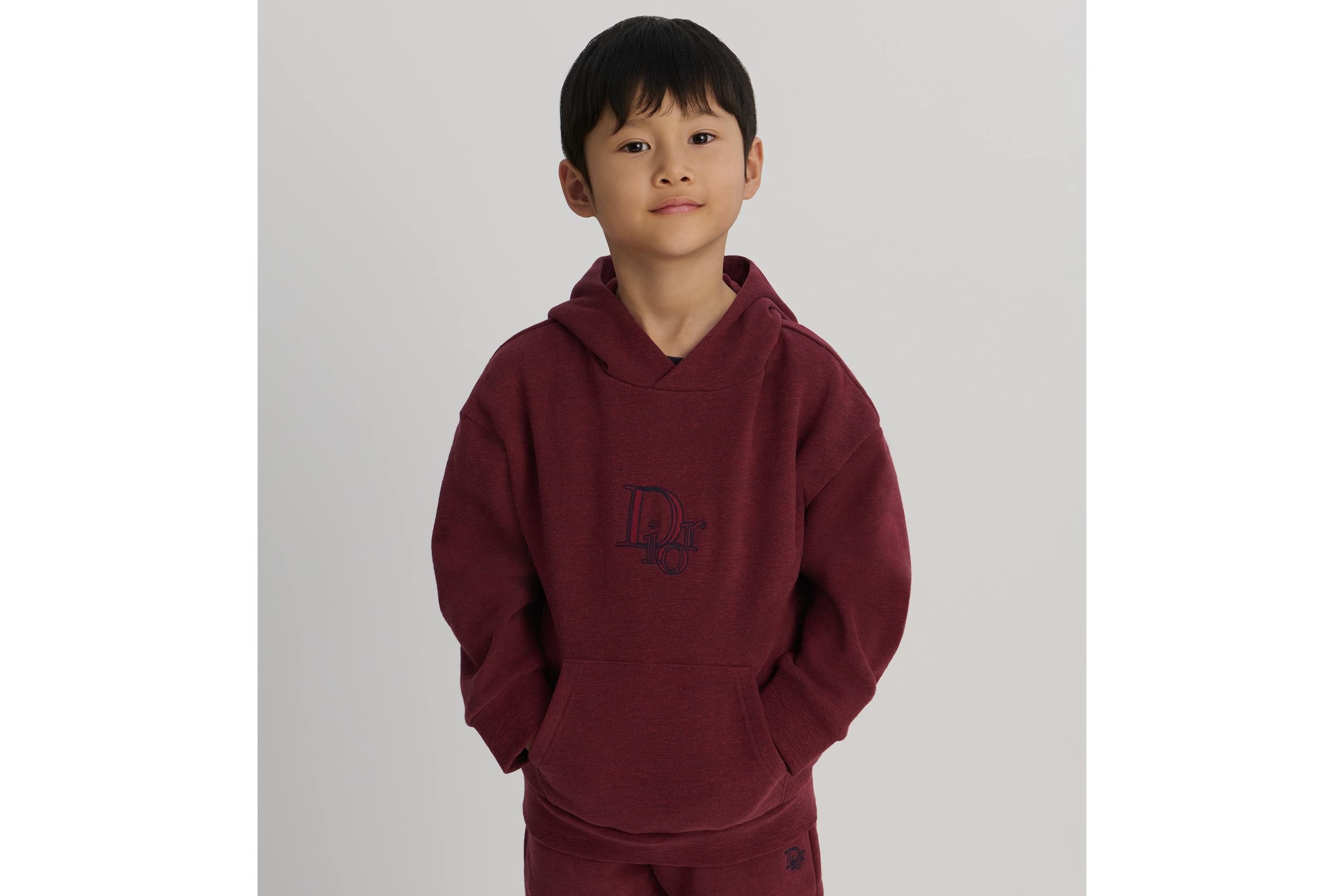 Look Kids' Hooded Sweatshirt Heathered Burgundy Brushed Cotton Fleece E05