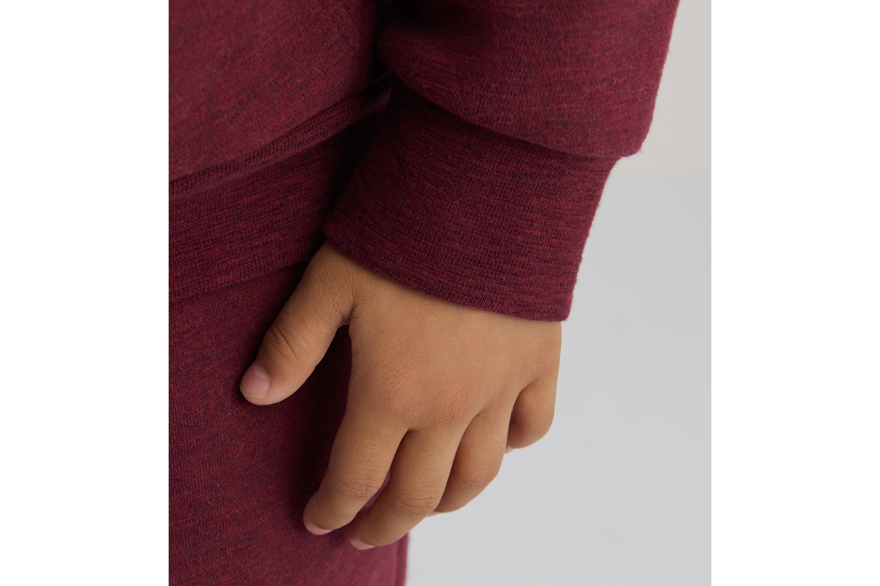 Look Kids' Hooded Sweatshirt Heathered Burgundy Brushed Cotton Fleece E06