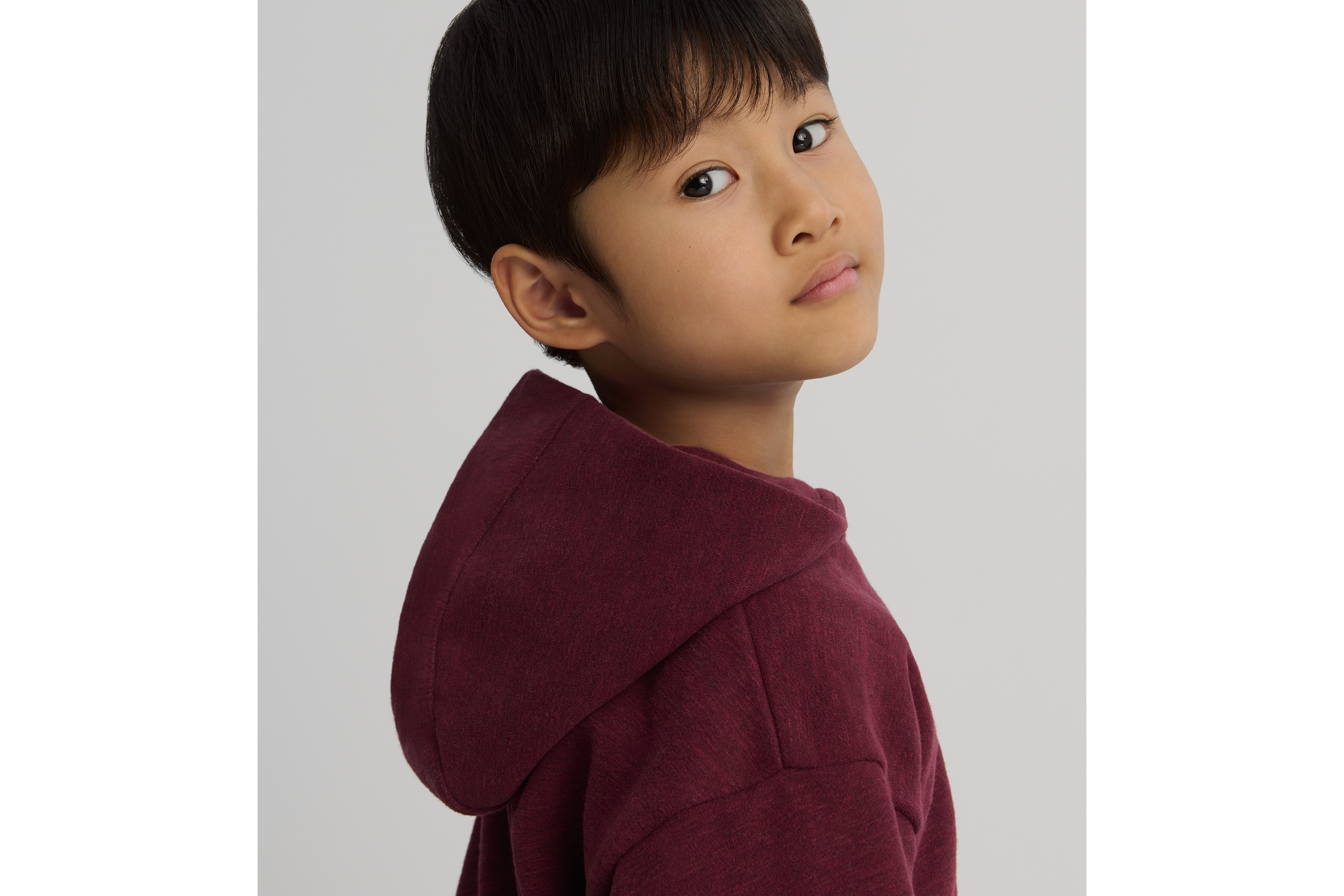Look Kids' Hooded Sweatshirt Heathered Burgundy Brushed Cotton Fleece E07
