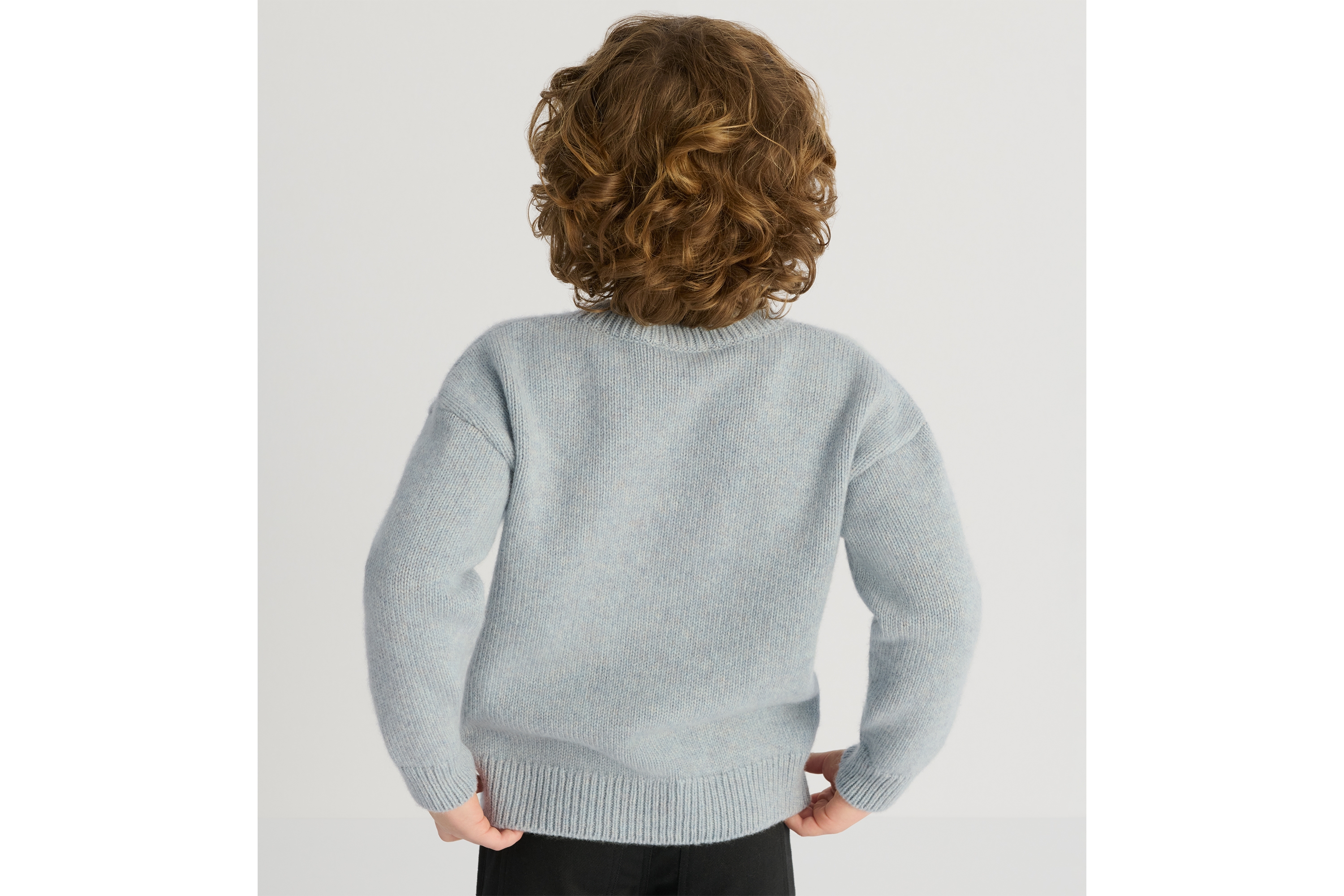 Look Kids' Sweater Blue and Beige Wool and Cashmere Mouliné Knit E04