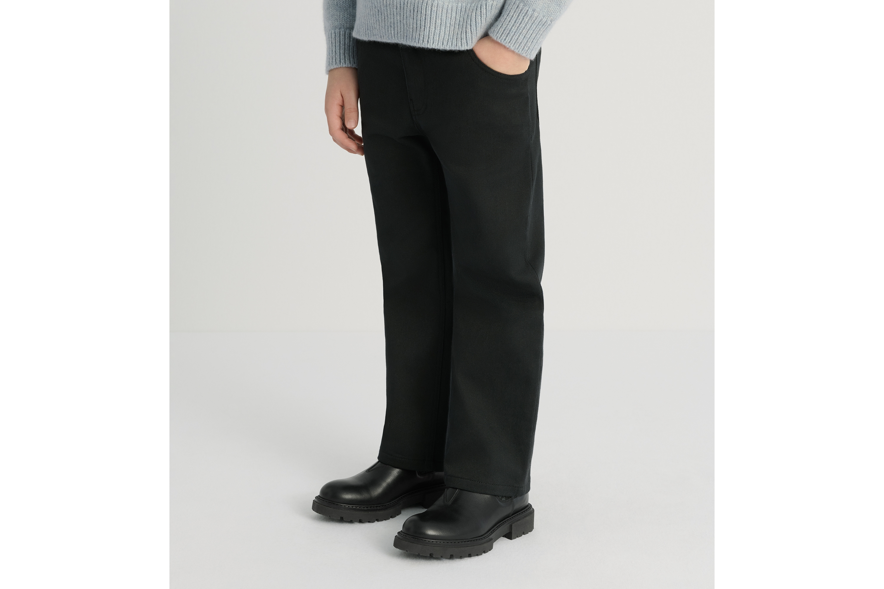 Look Kids' Sweater Blue and Beige Wool and Cashmere Mouliné Knit E05