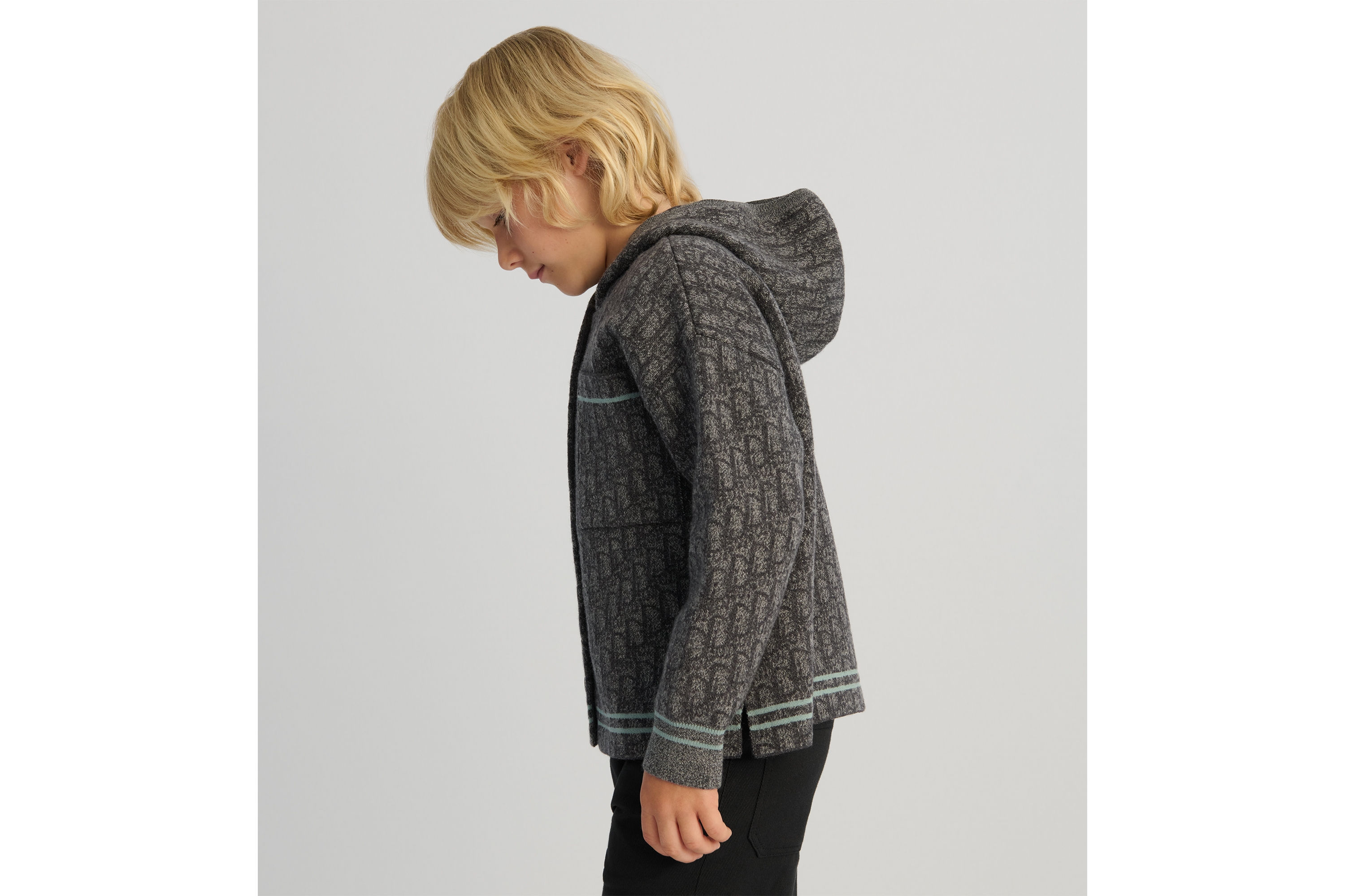 look_image_alt_prefix Cardigan für Kinder Punto Milano Wollstrick in Grau mit Dior Oblique Jacquard E01