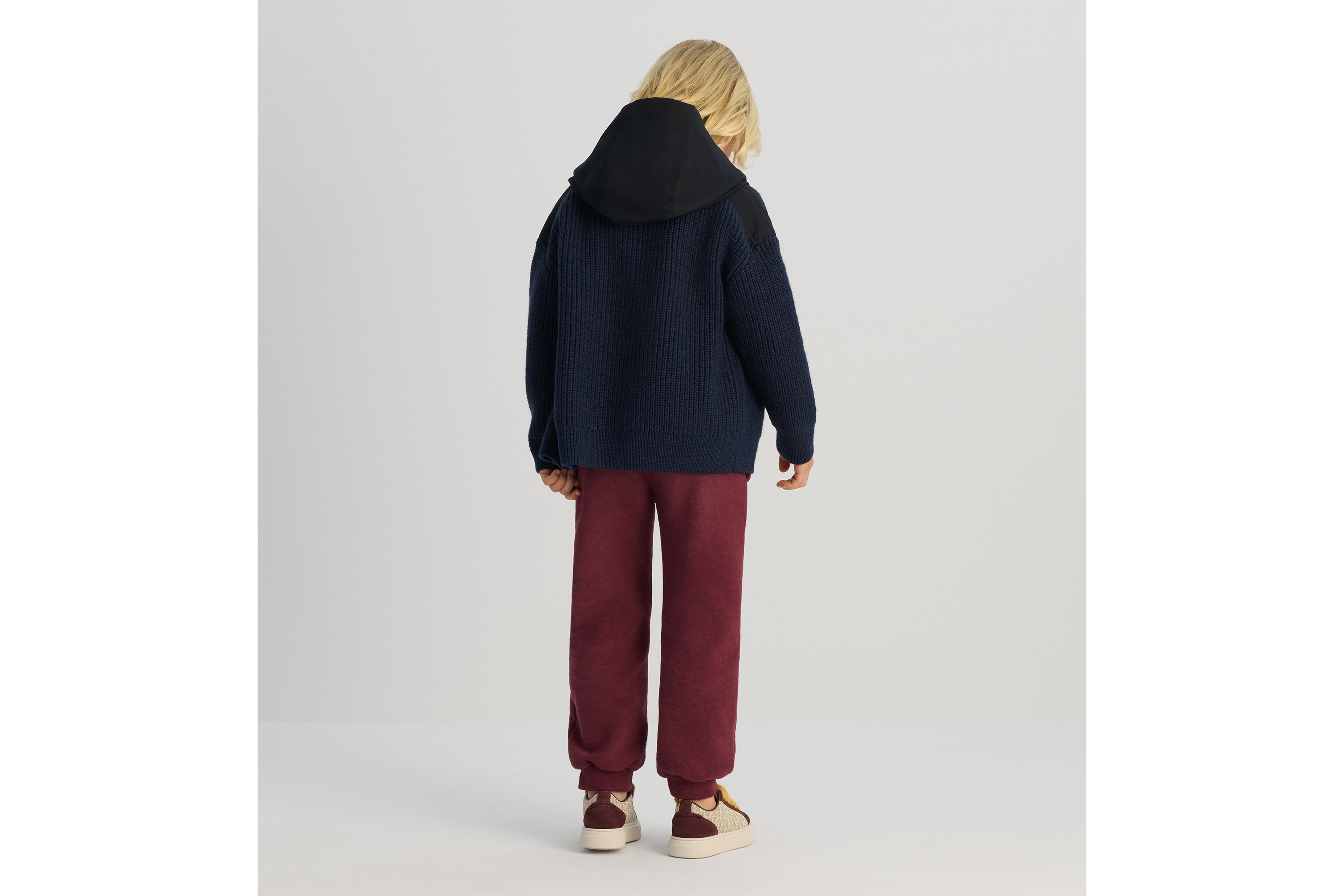 look_image_alt_prefix Kapuzenjacke für Kinder Strick aus Wolle und Baumwolle in Marineblau E03