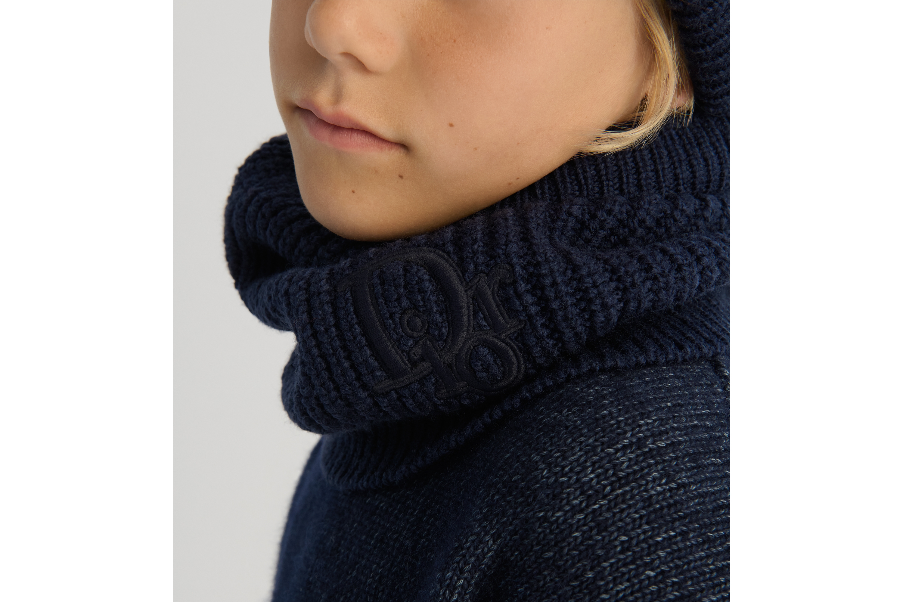 look_image_alt_prefix Halswärmer für Kinder Wollstrick in Marineblau E33