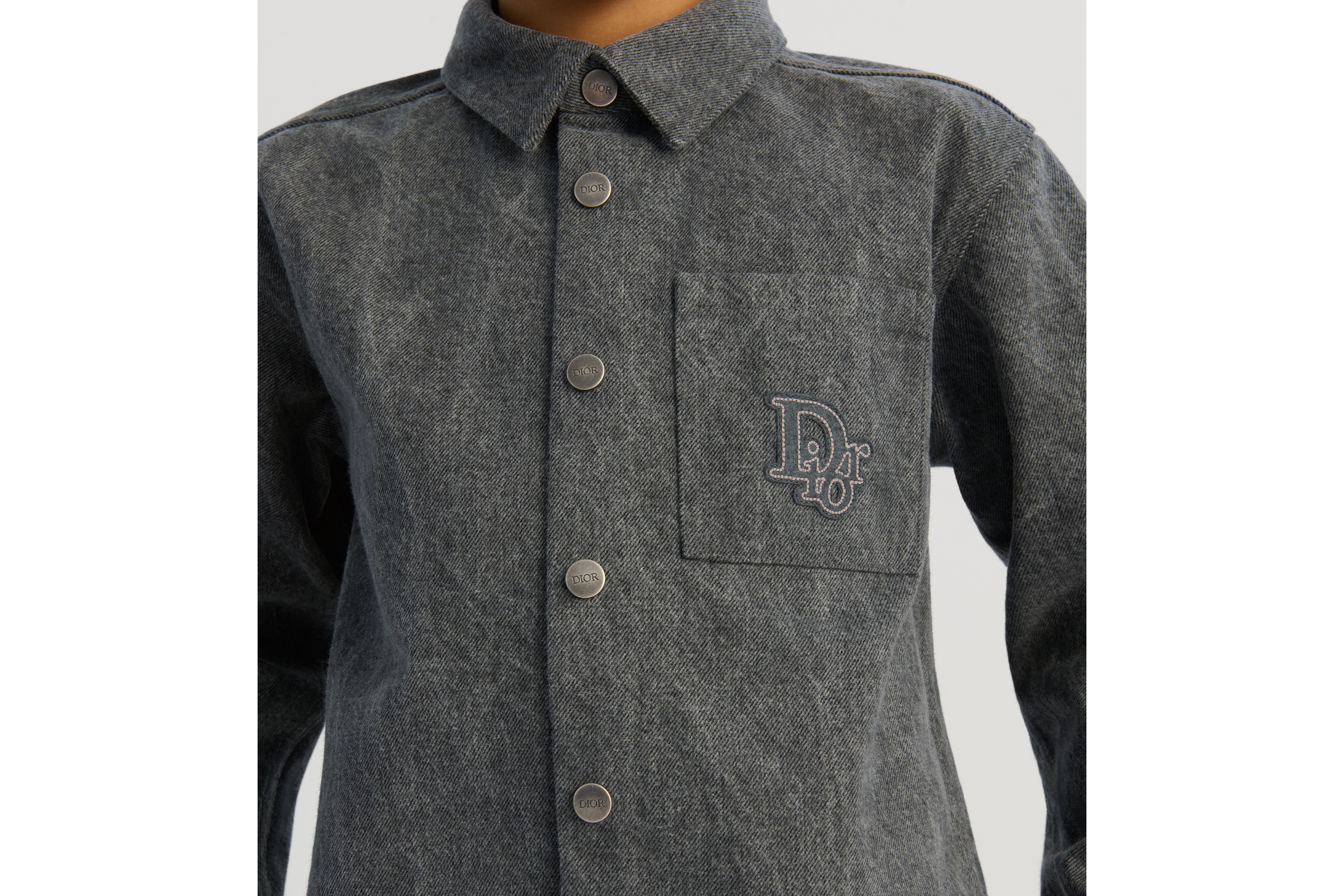 Look Kids' Overshirt Gray Stonewashed Cotton E04