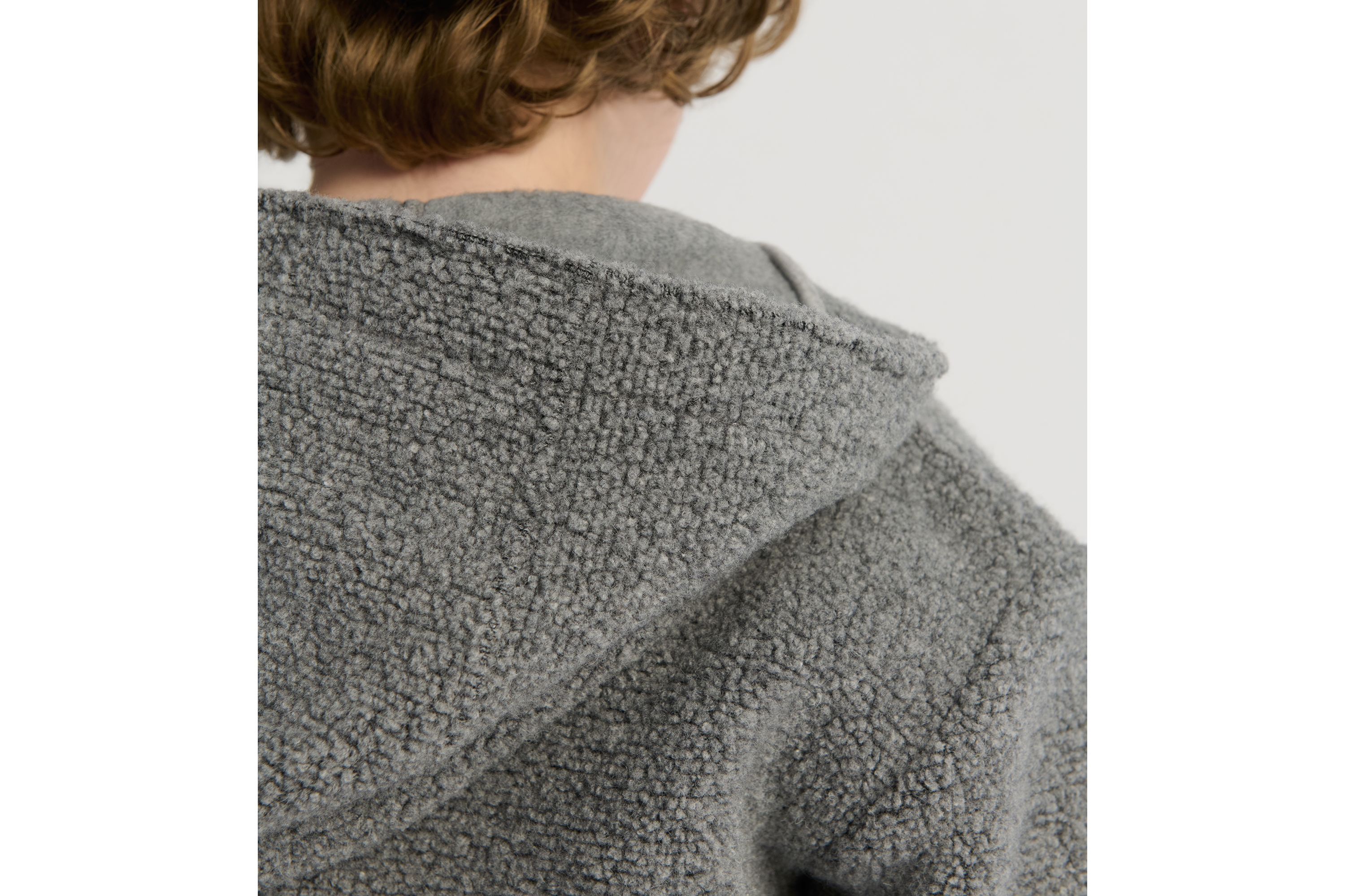 童裝連帽外套 灰色仿羊毛珠毛呢 E03