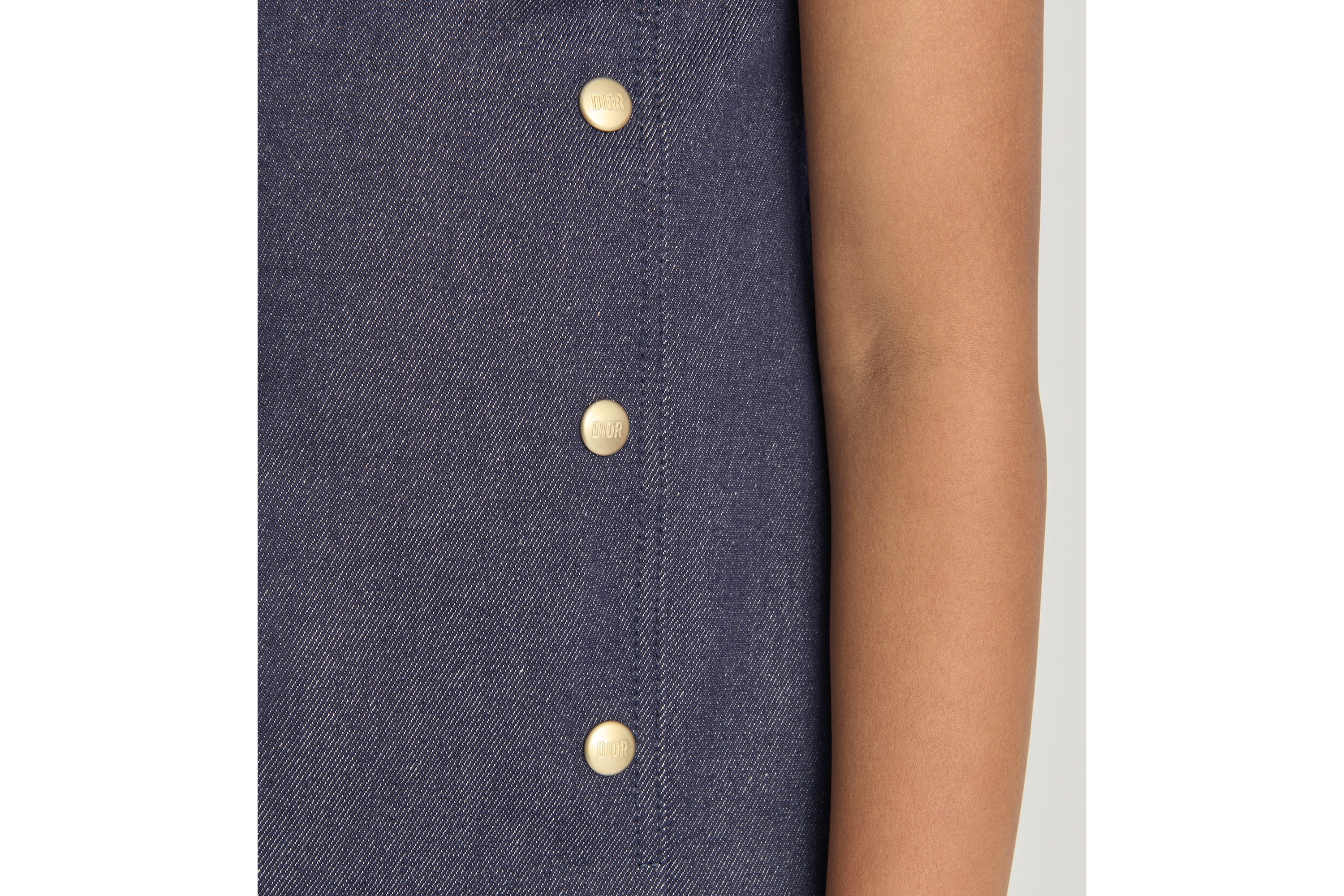 Look Kids' A-Line Dress Dark-Wash Blue Denim-Effect Cotton Gabardine E02