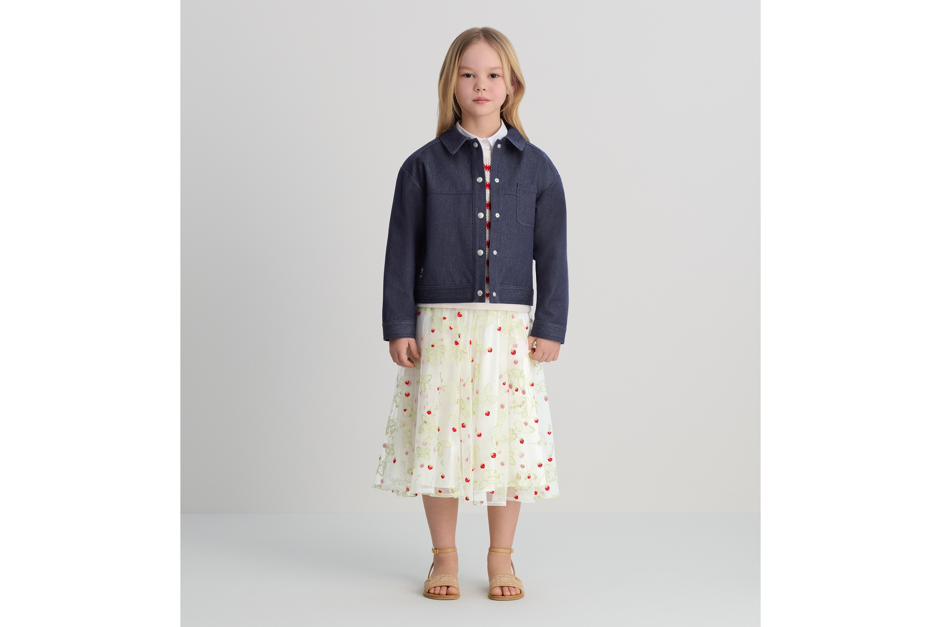 キッズ ジャケット デニムエフェクト コットンギャバジン E08