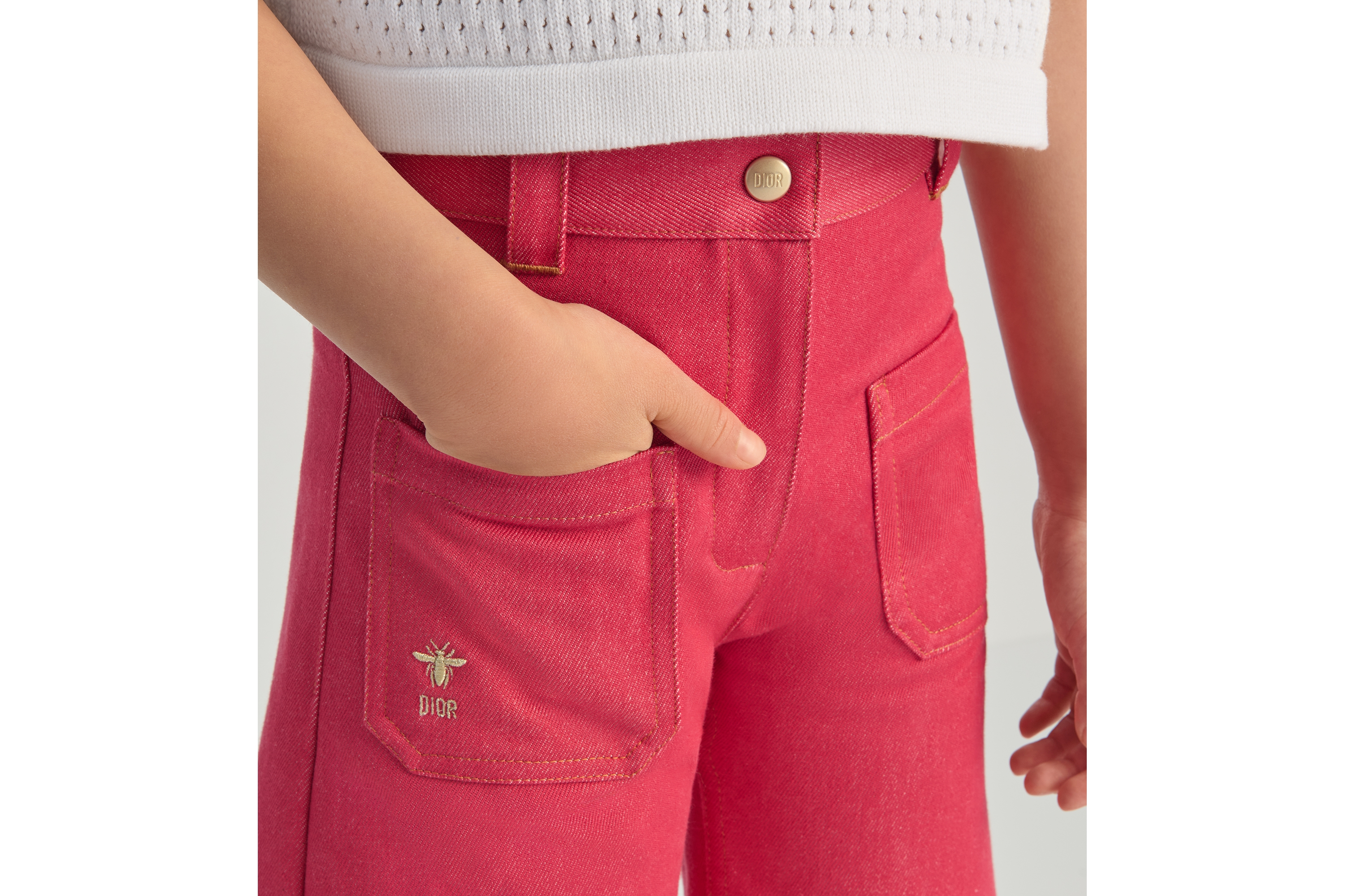 キッズ ルーズフィット ジーンズ デニムエフェクト コットンギャバジン E02