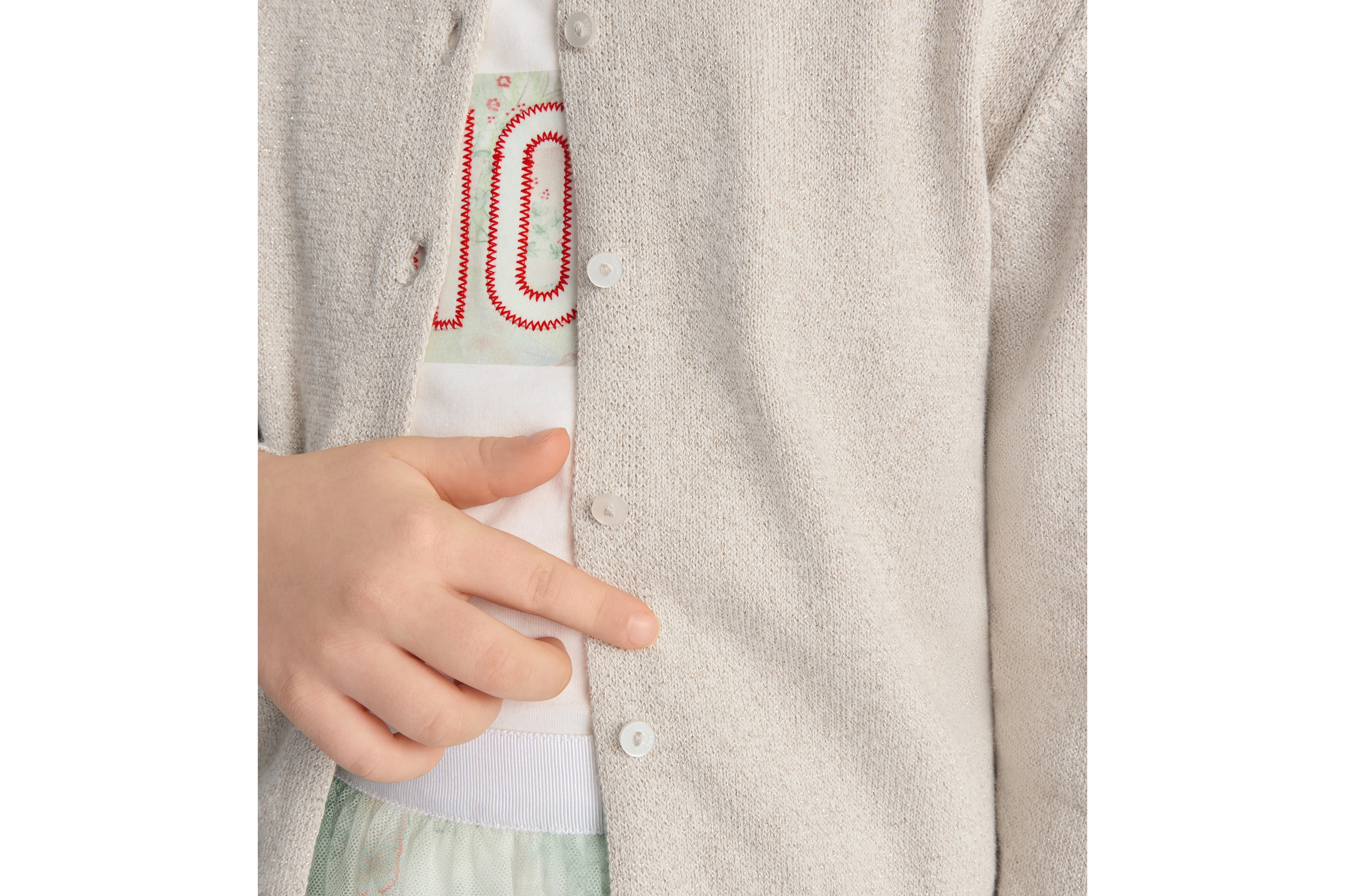 Look Cardigan enfant Maille de coton doré pâle E05