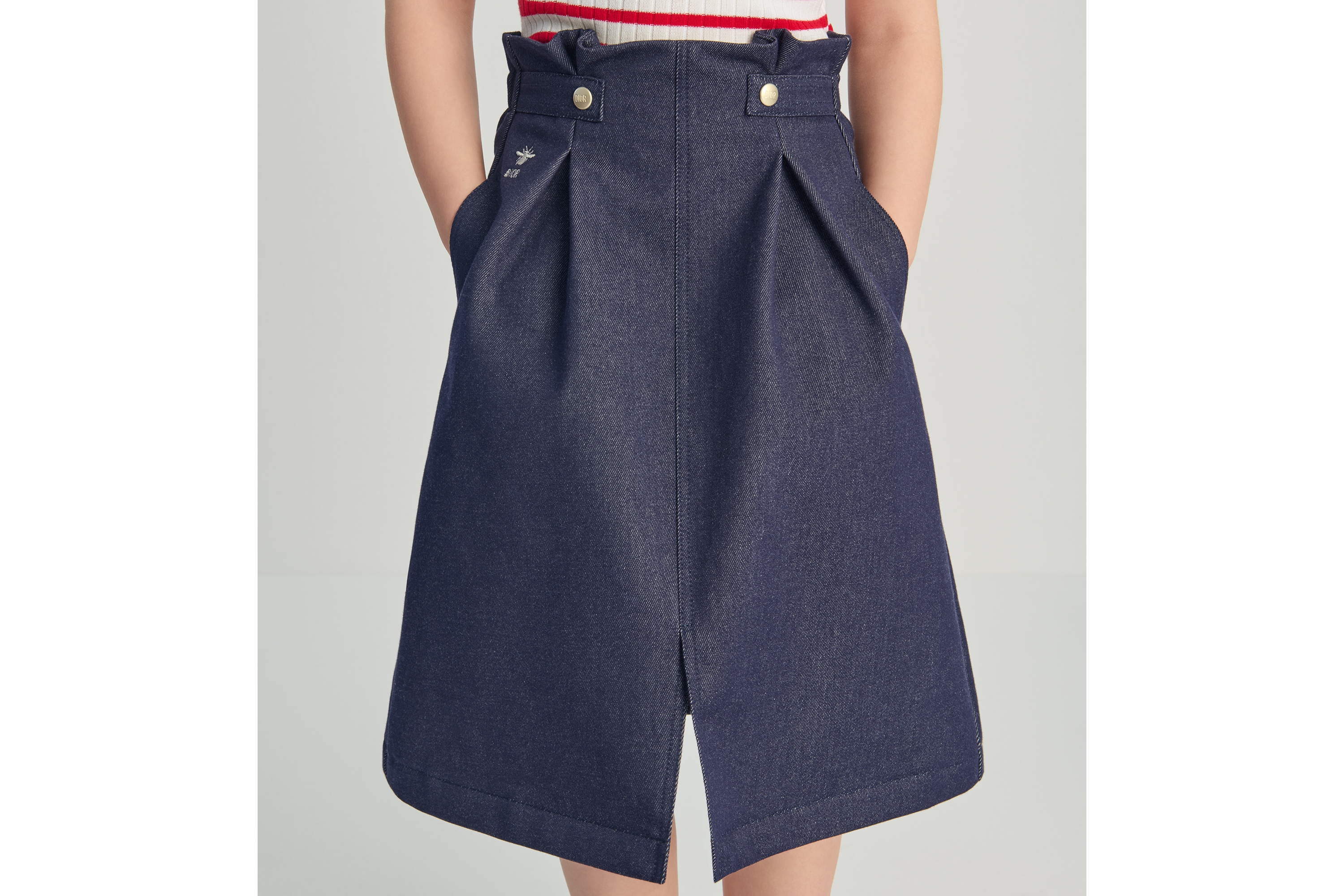 キッズ ロングスカート デニムエフェクト コットンギャバジン E06